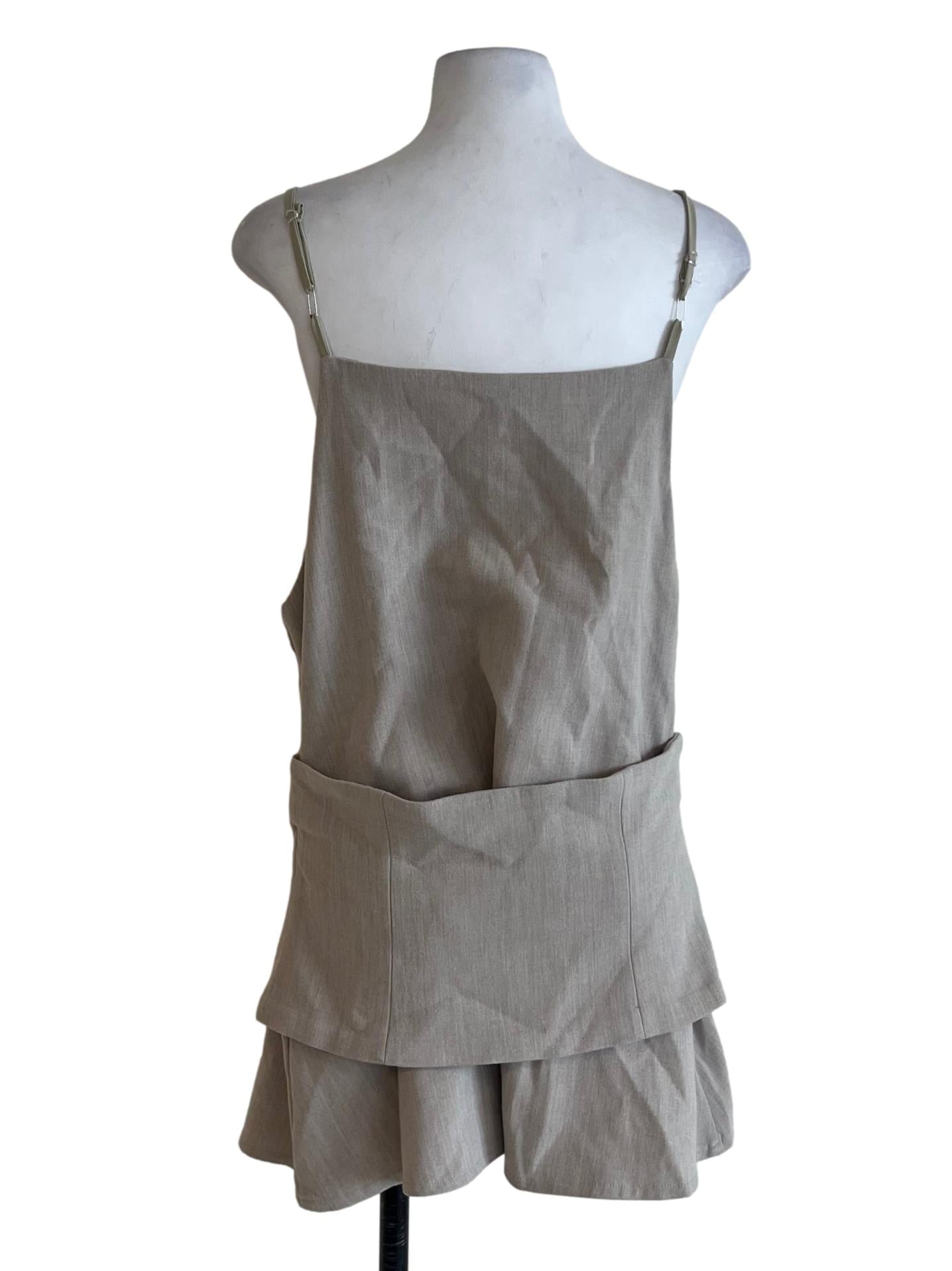 Bone Beige Spaghetti Strap Sheath Dress