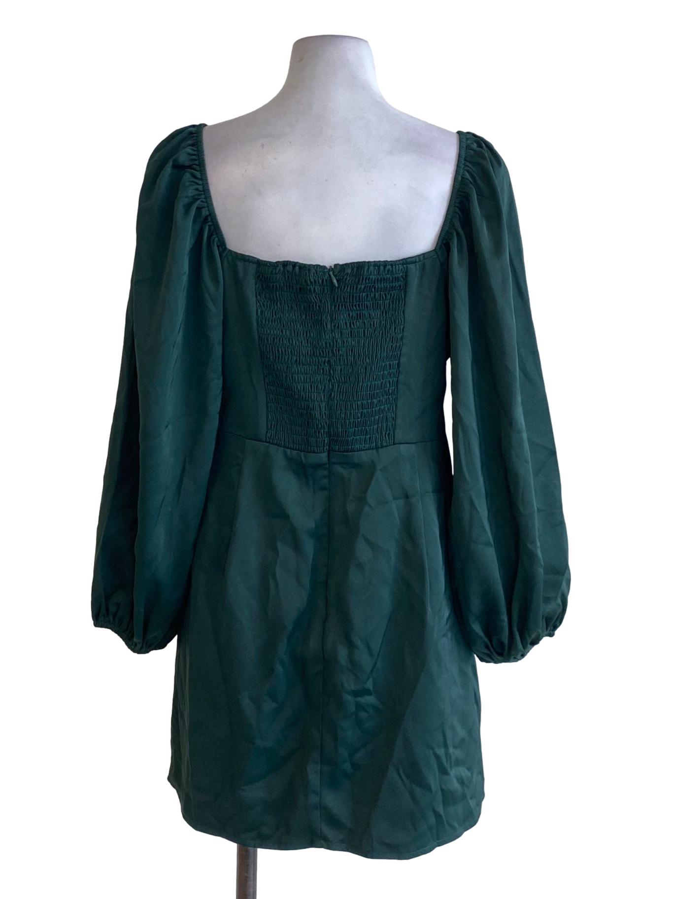 Emerald Green Cut Out Bust Square Neck Empire Dress