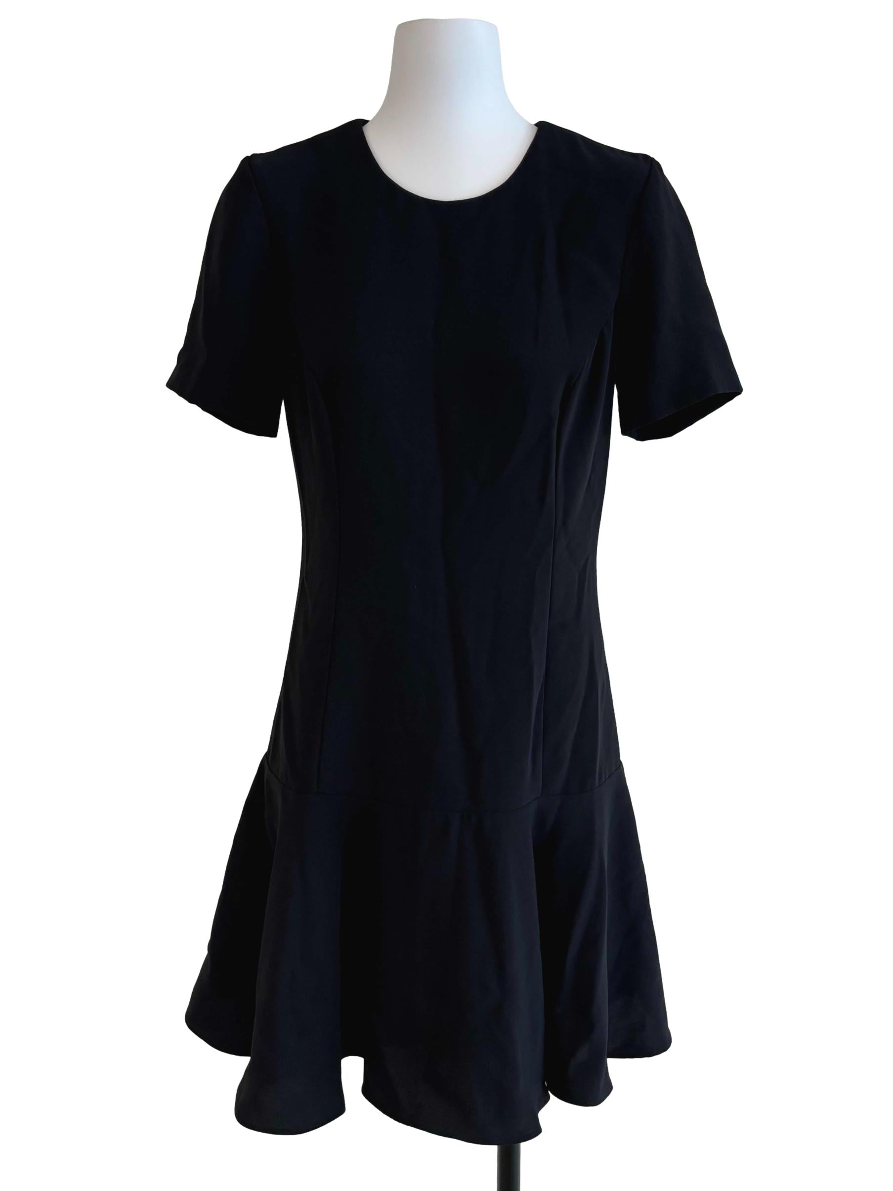 Ink Black Short Sleeve A-Line Dress