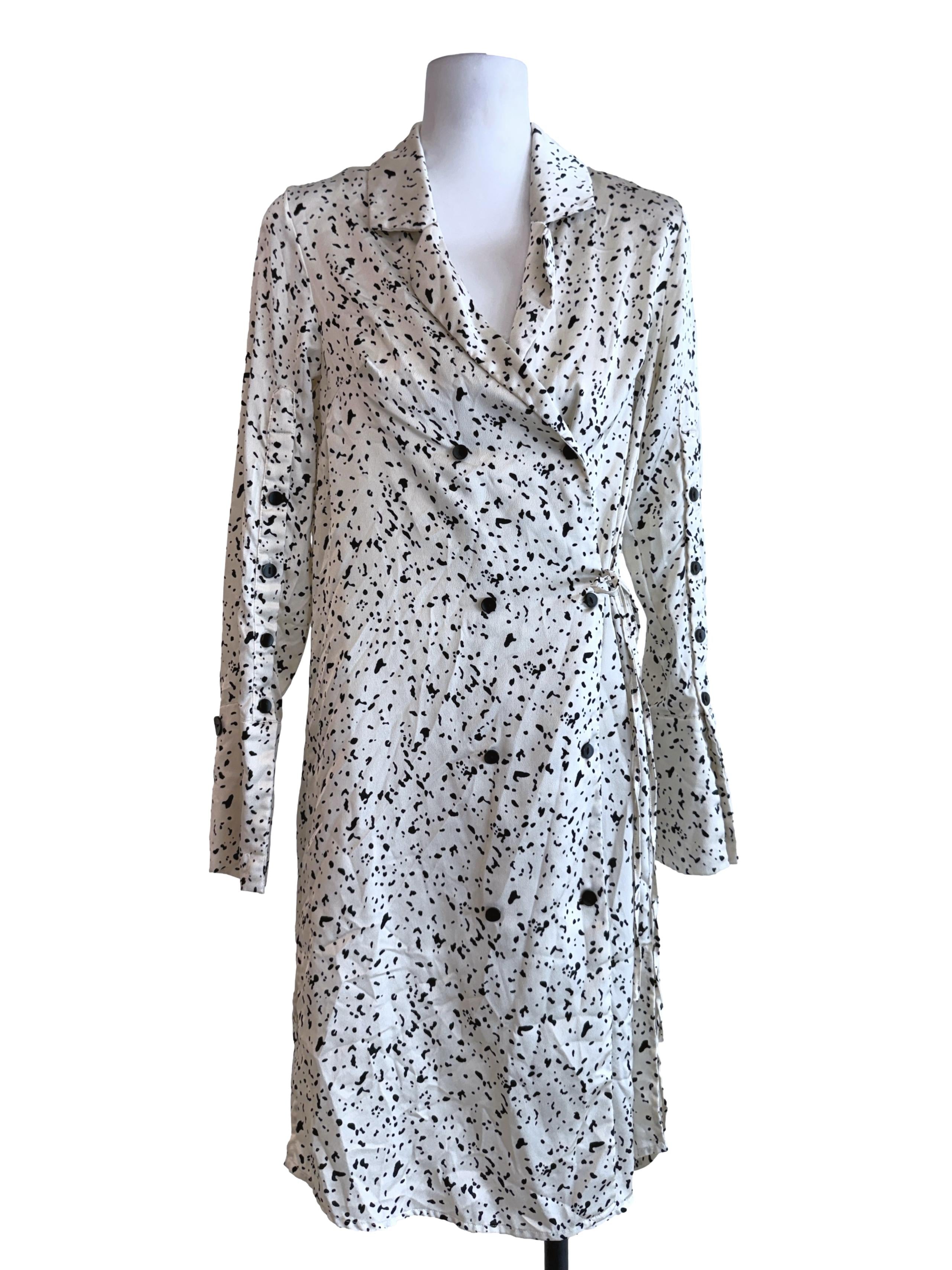 White Printed Wrap Dress