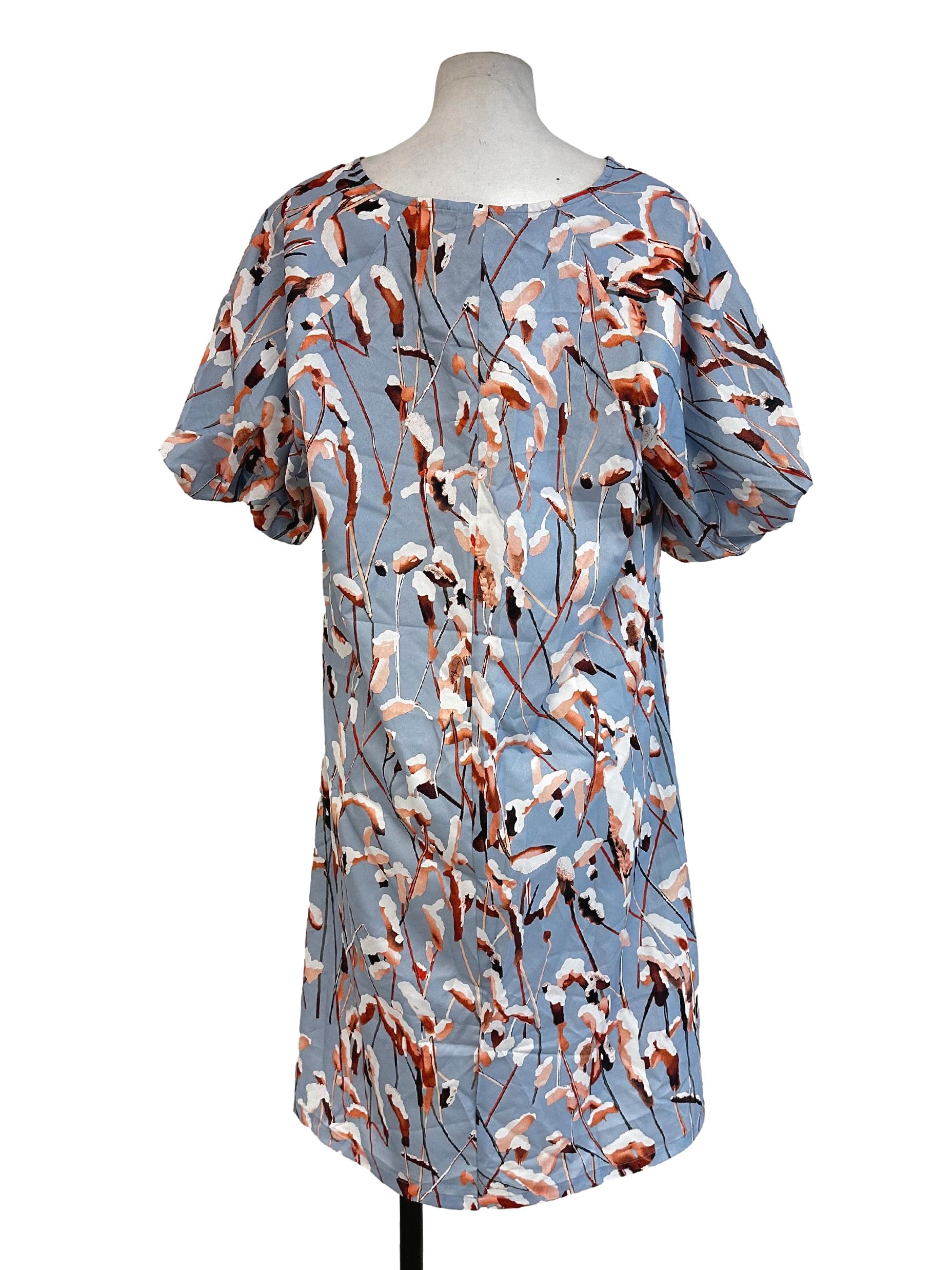 Stone Blue Floral Pattern Dress