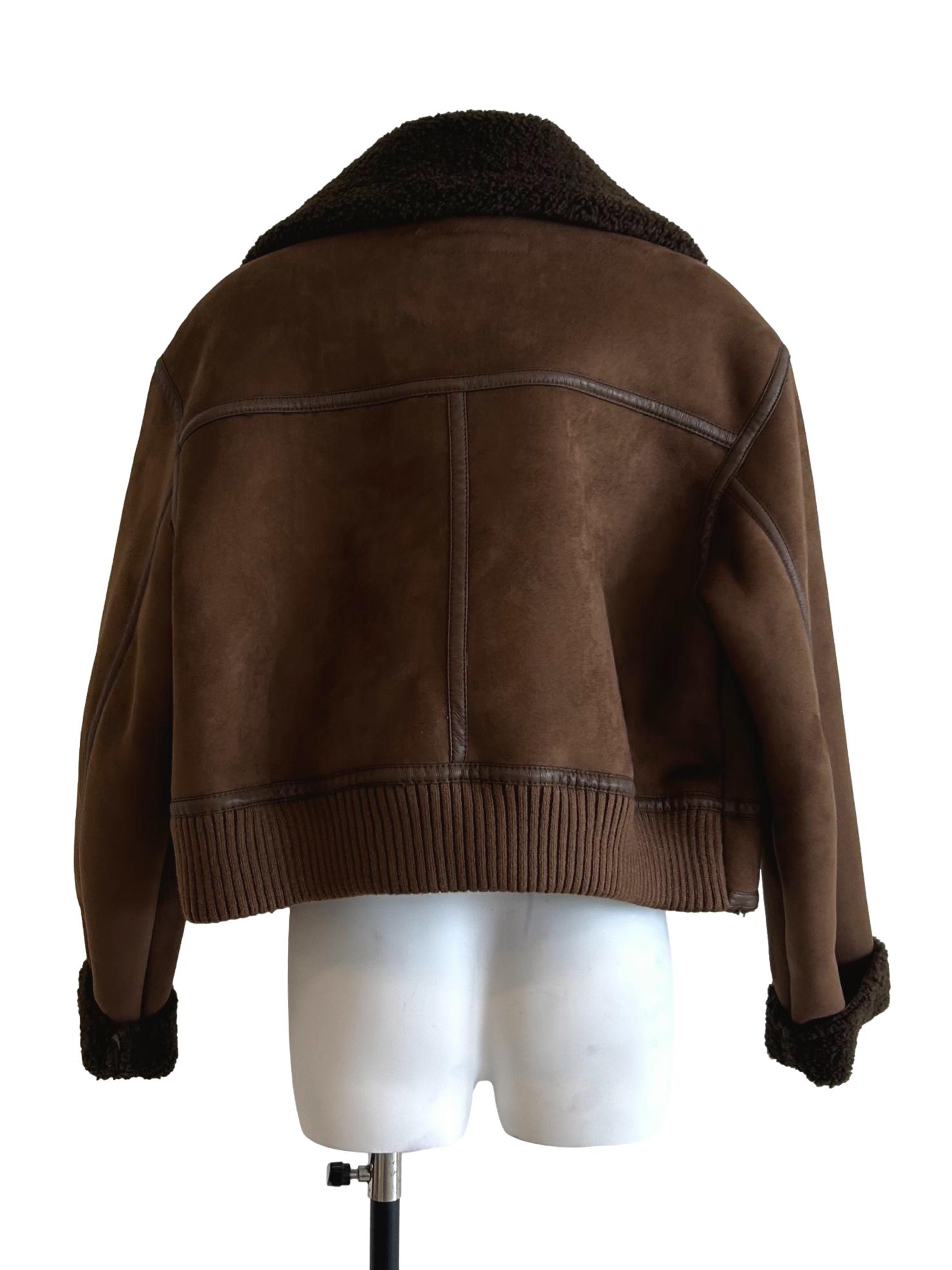 Brown Shearling Biker Jacket