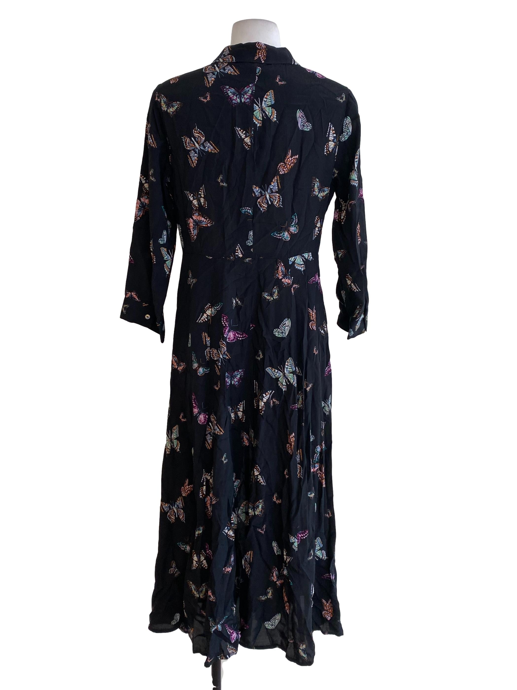 Black Butterfly Button Down Dress