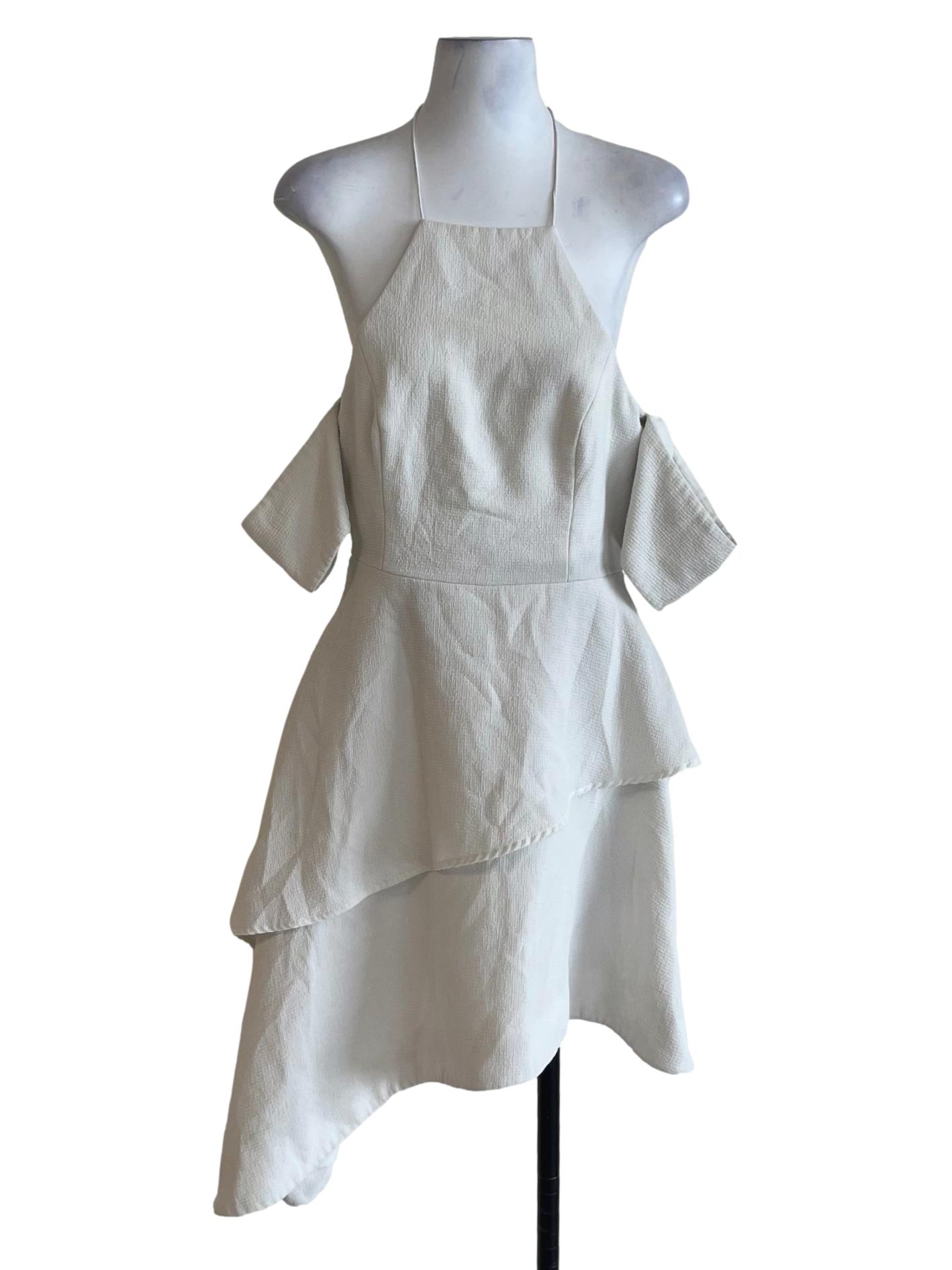 White Halter Strap A-Line Dress