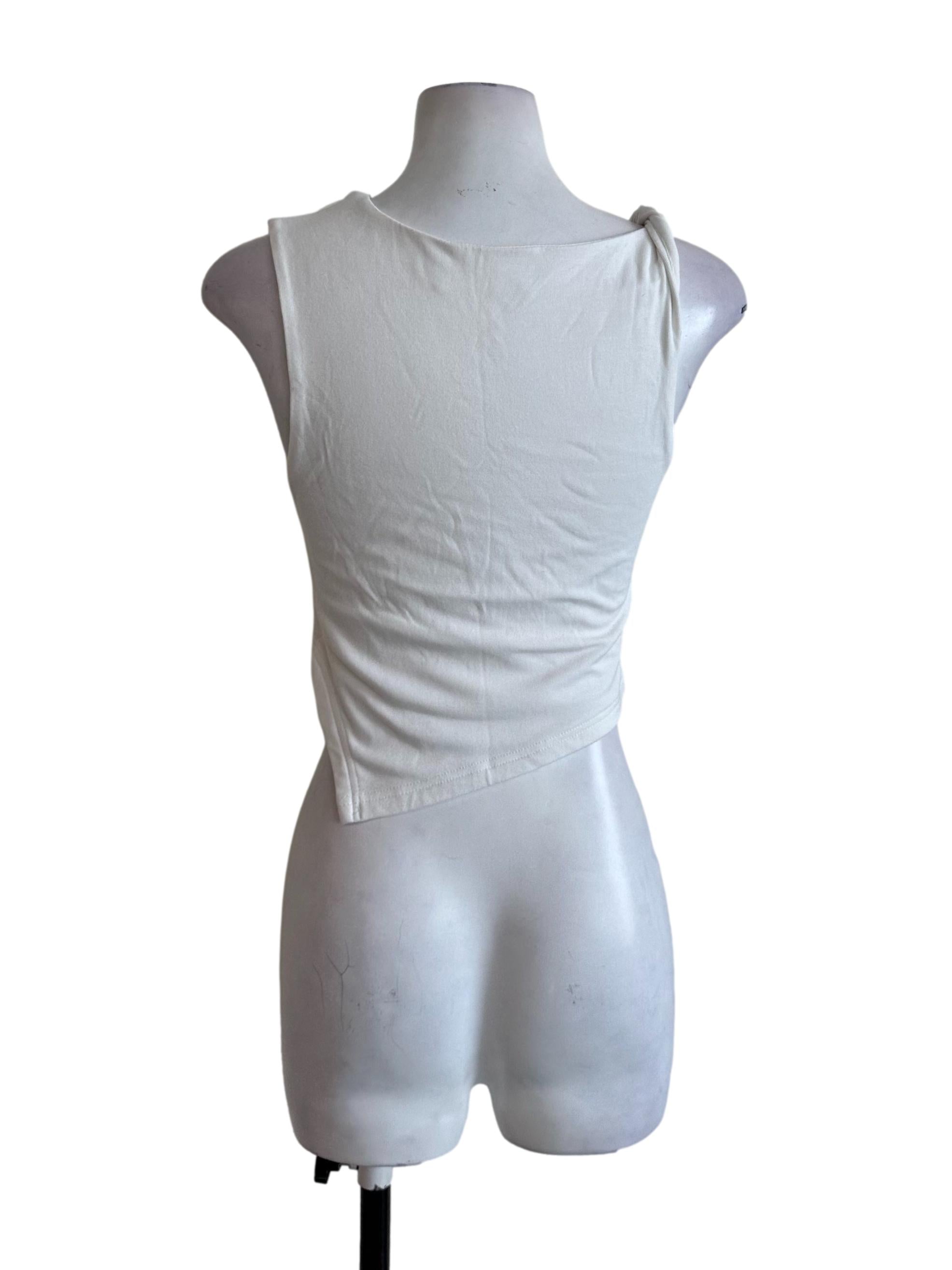 Pearl White Asymmetric Casual Top