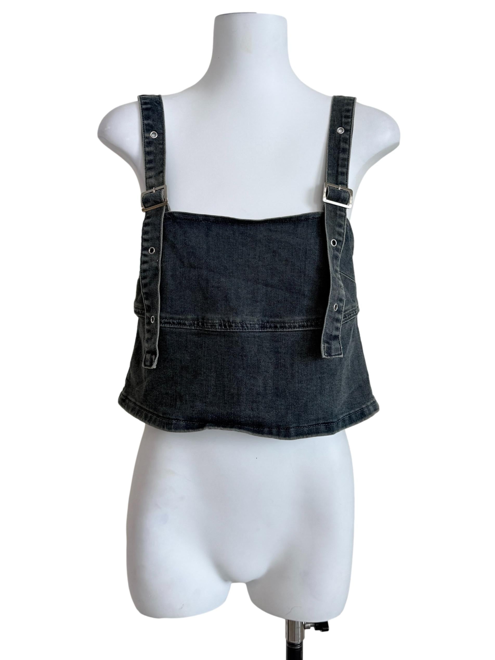 Denim Blue Straight Neck Top