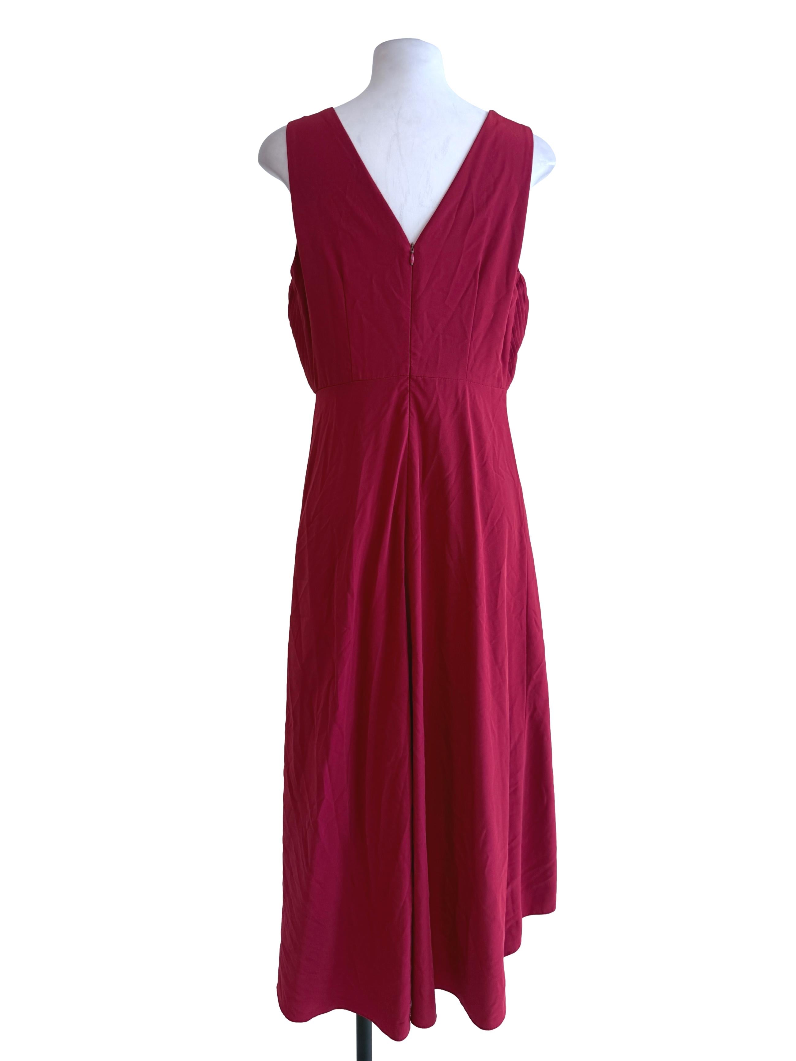 Red Plain Sleeveless Empire Dress