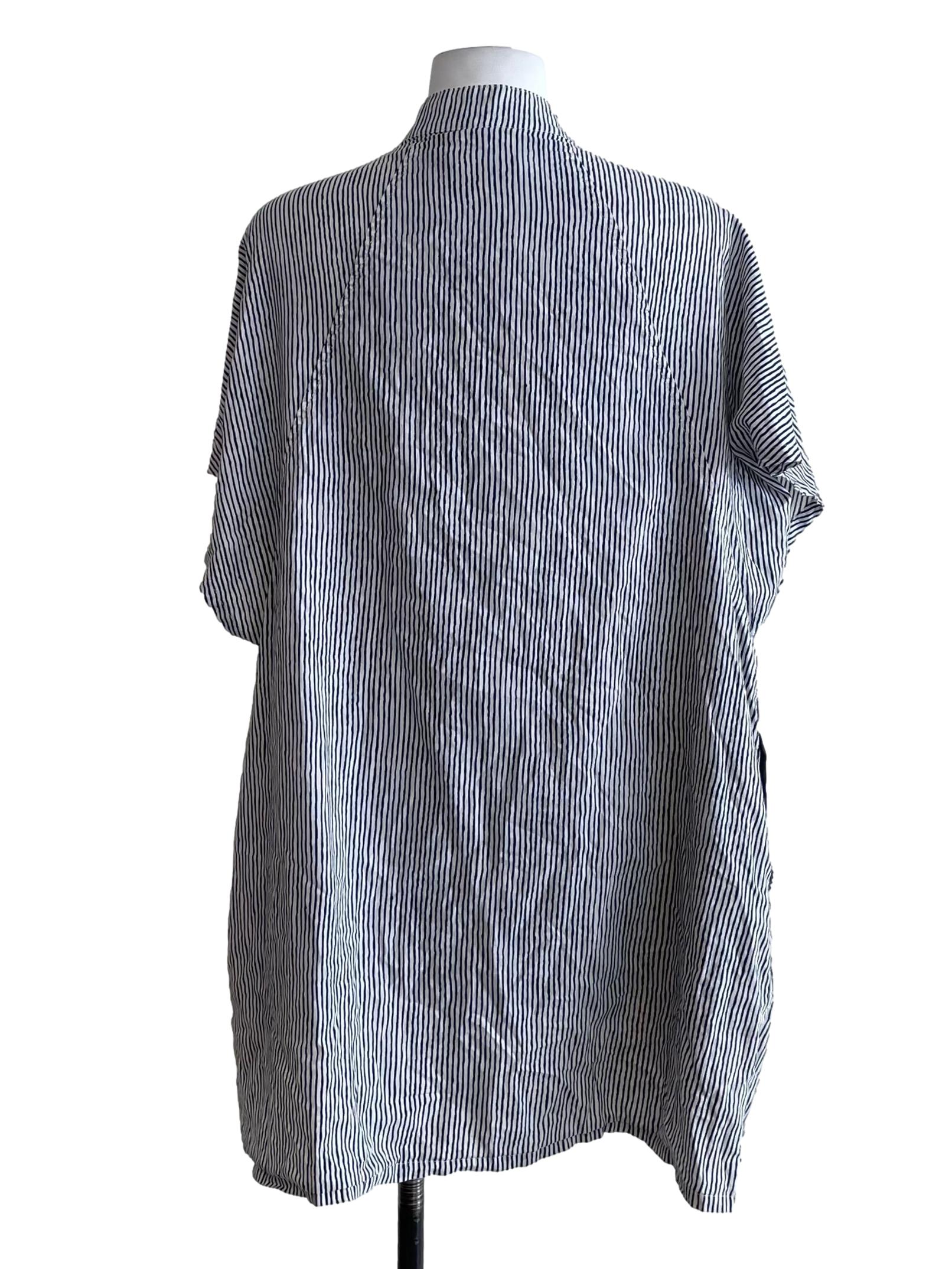 Navy Blue Candy Stripes Baggy Shirt Dress