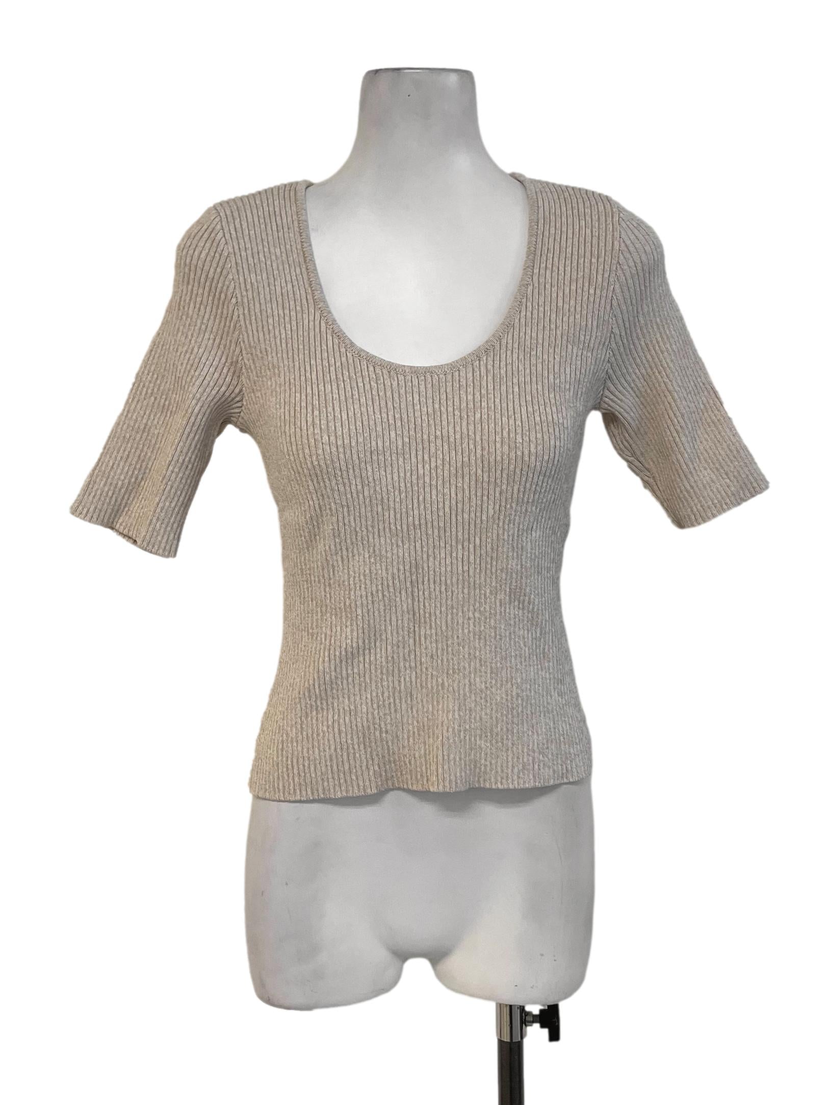 Beige Ribbed Top LB
