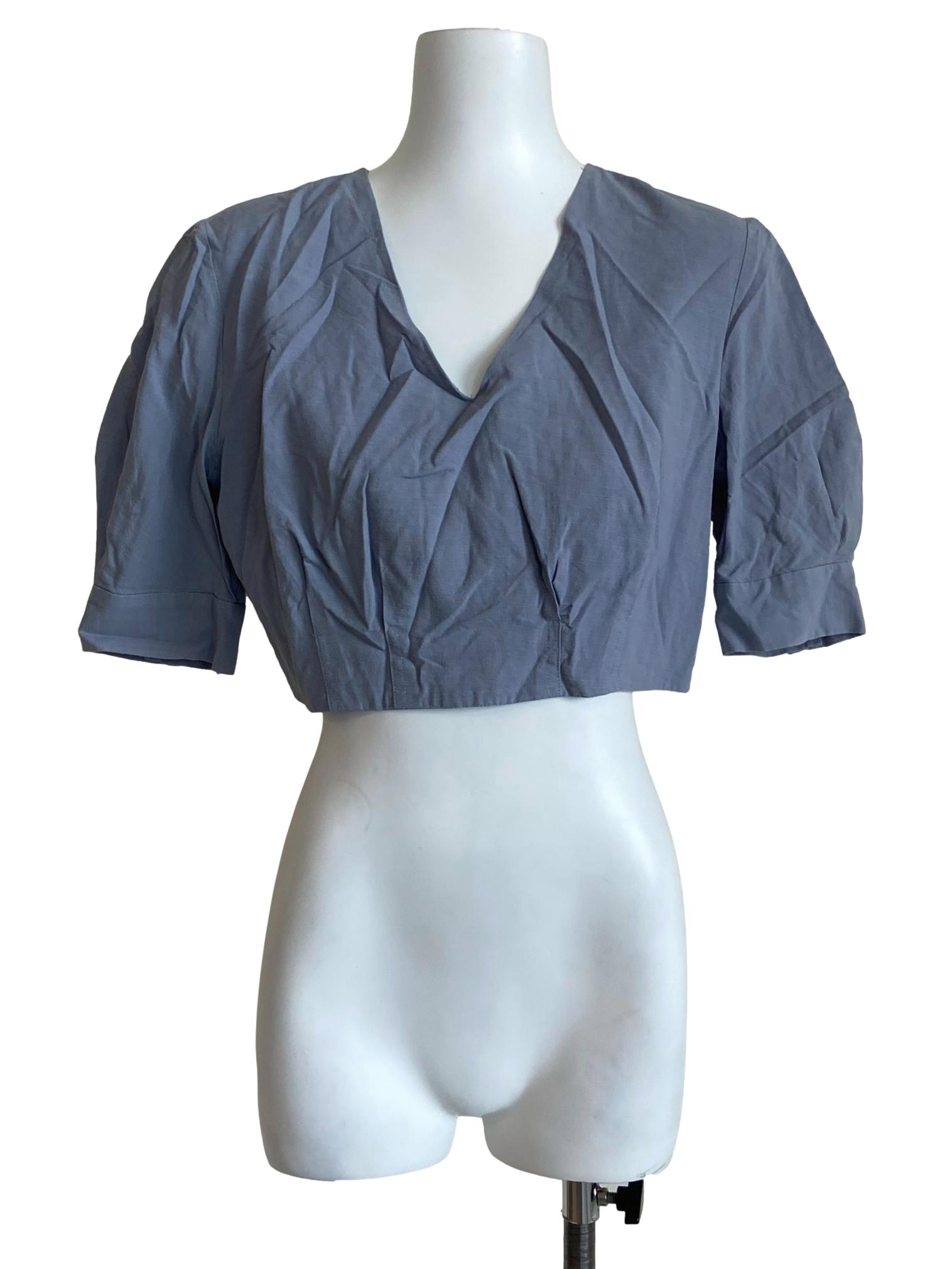 Sky Blue Cotton Crop Top OSN