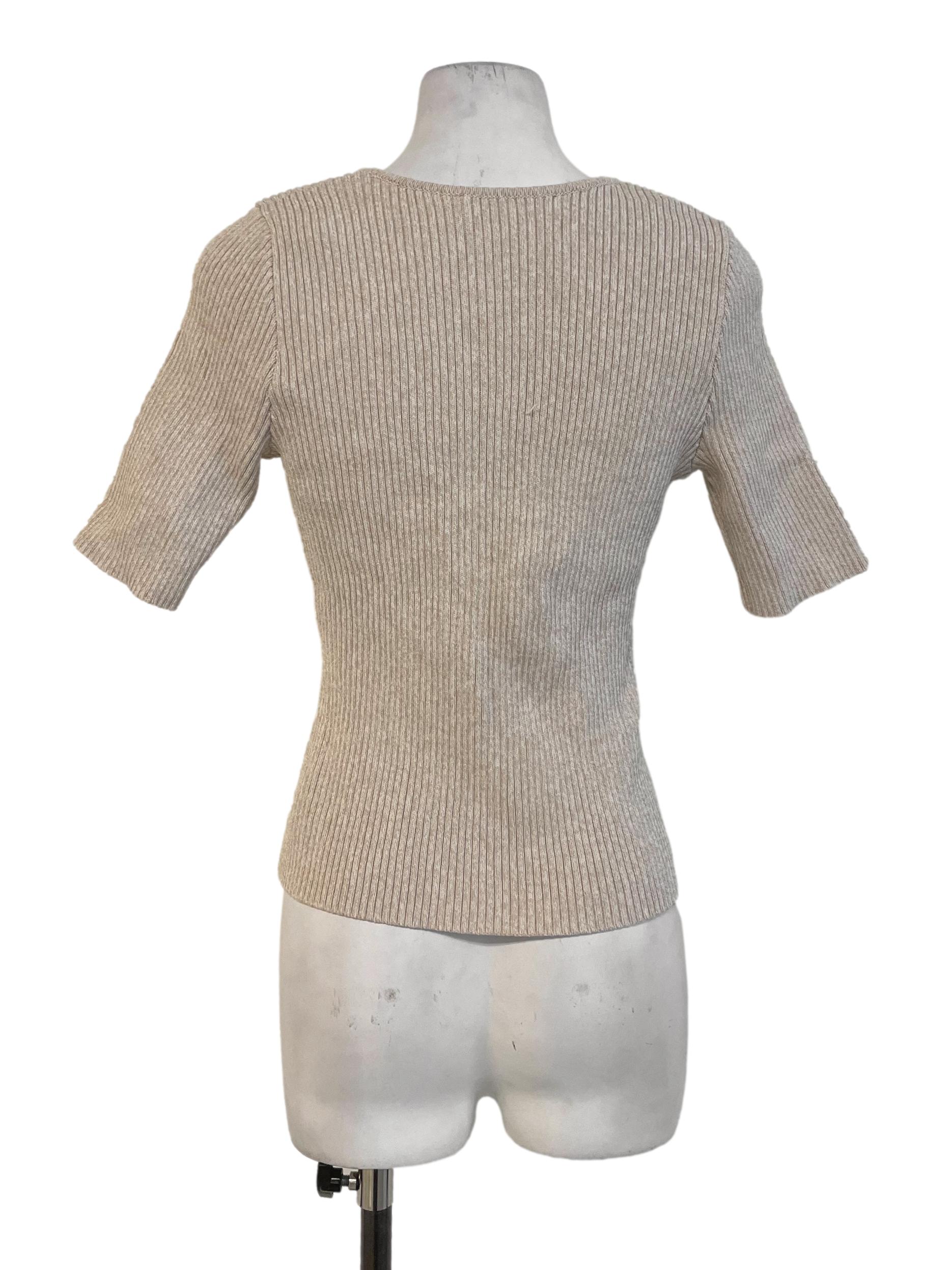 Beige Ribbed Top LB
