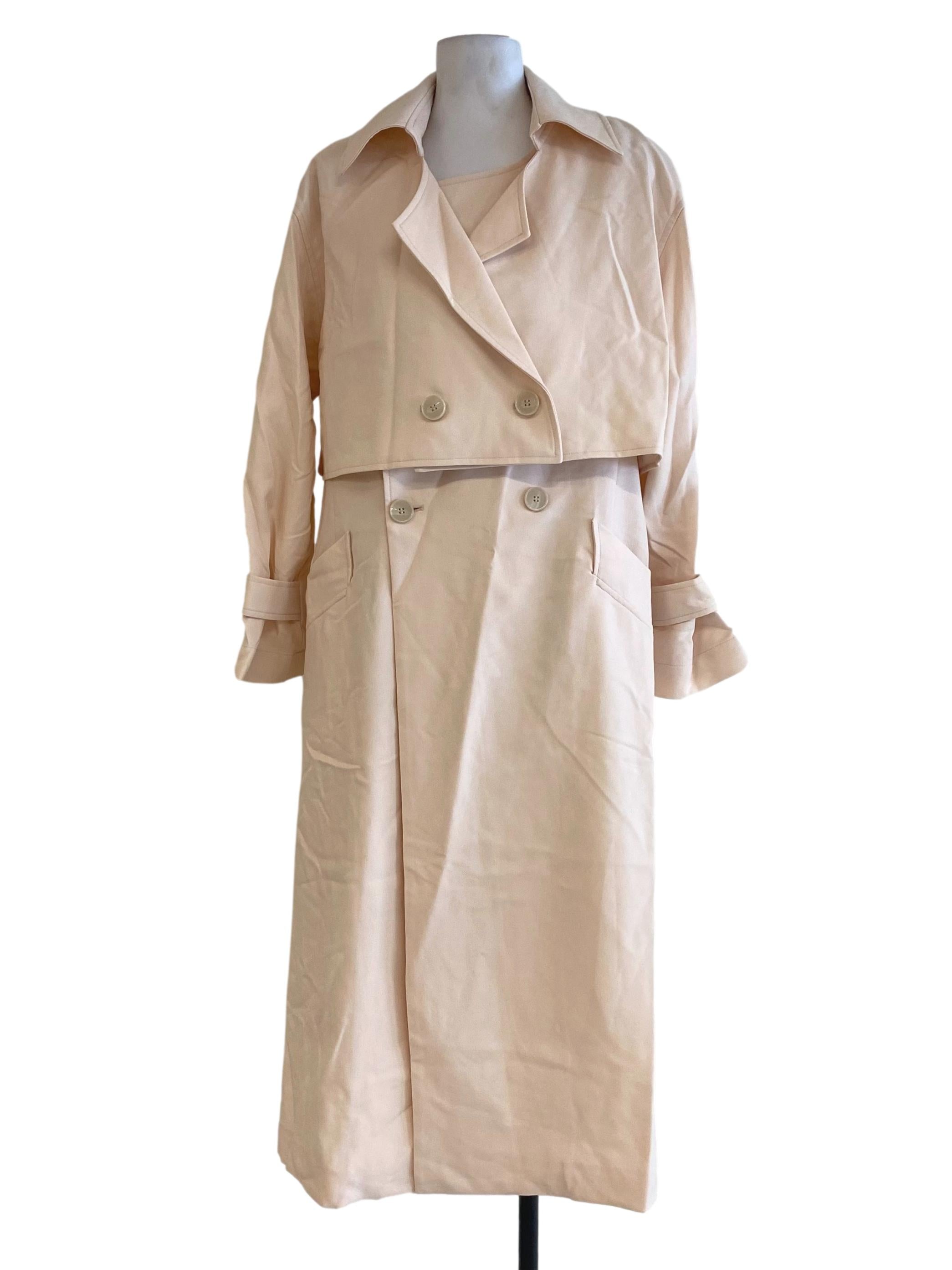 Peach White Long Wrap Jacket