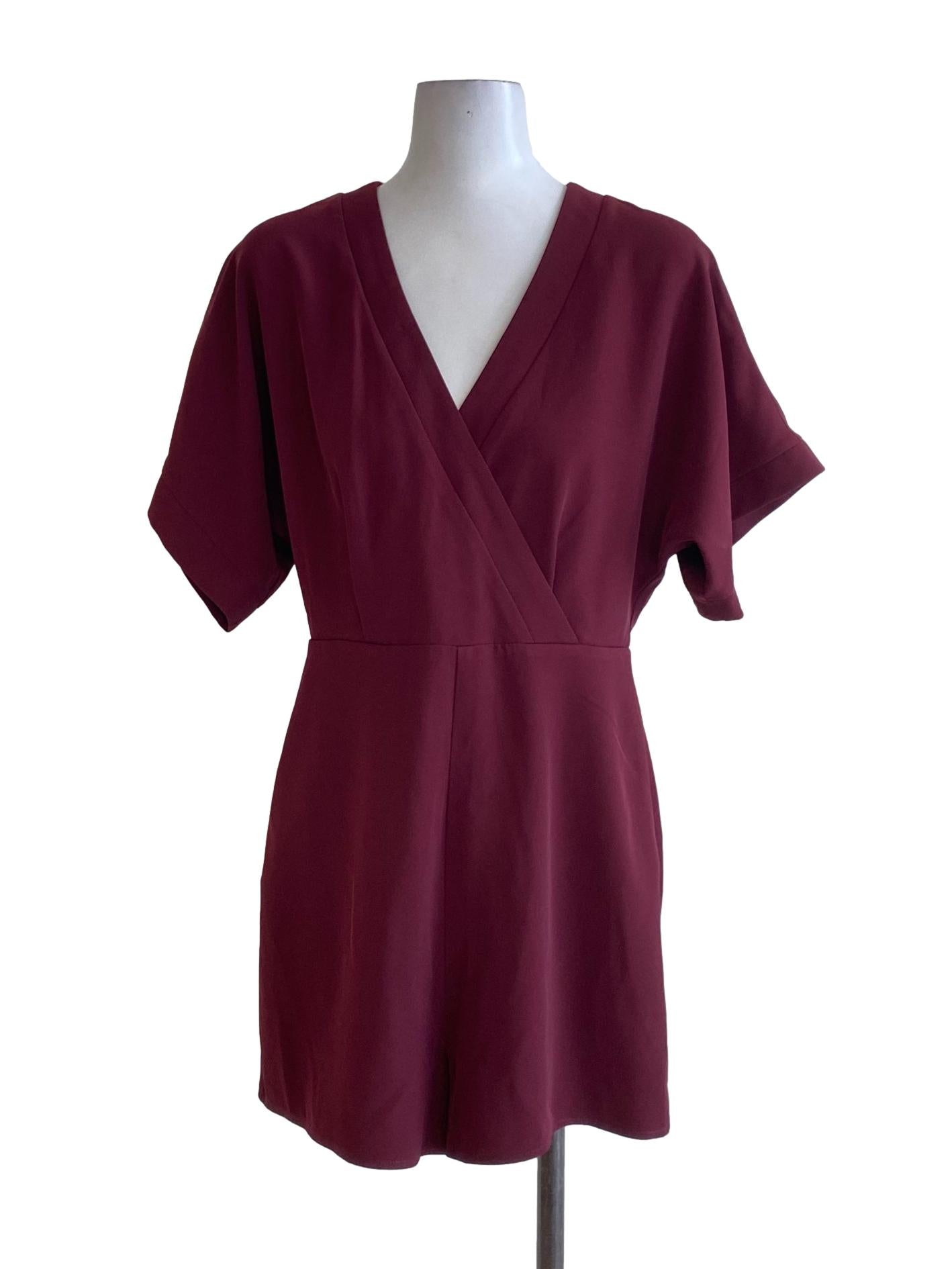 Jam Purple V-Neck Double Closure Shirt Romper