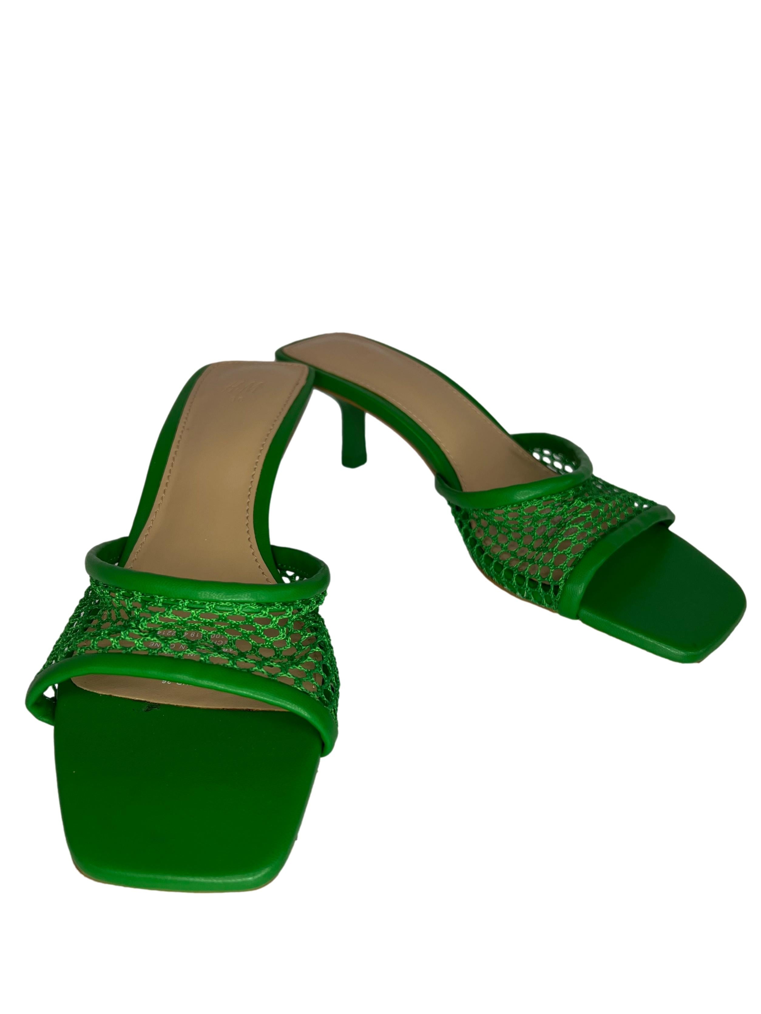 Bright Green Netted Heel