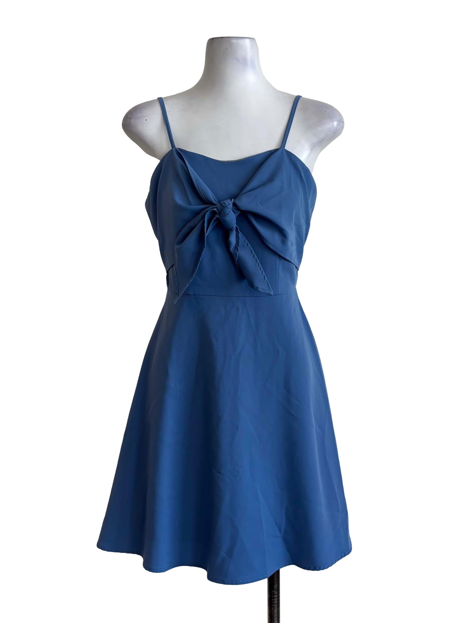 Pacific Blue Front Twist A-Line Dress