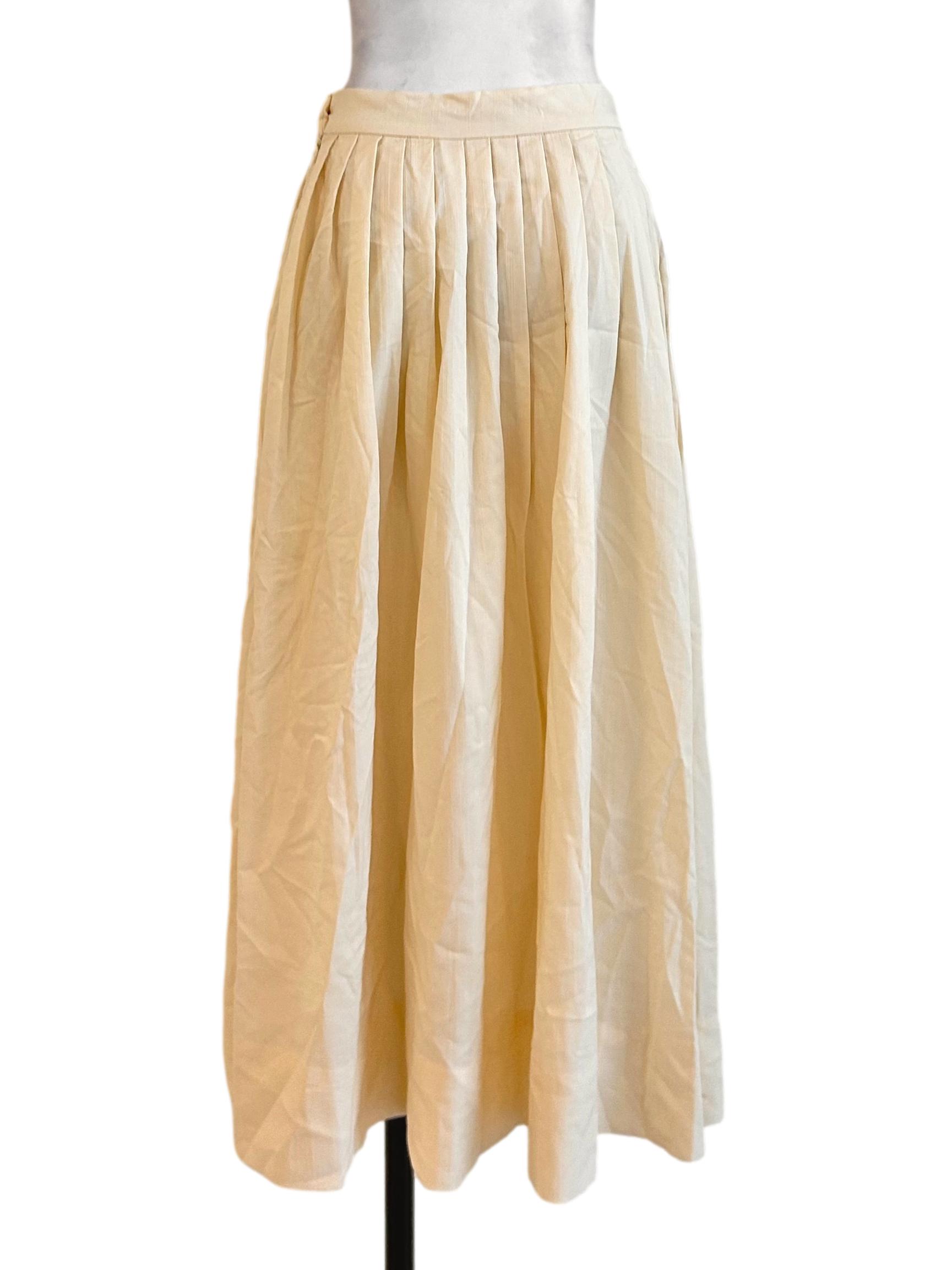 Cream Pleated Maxi Skirt TCL