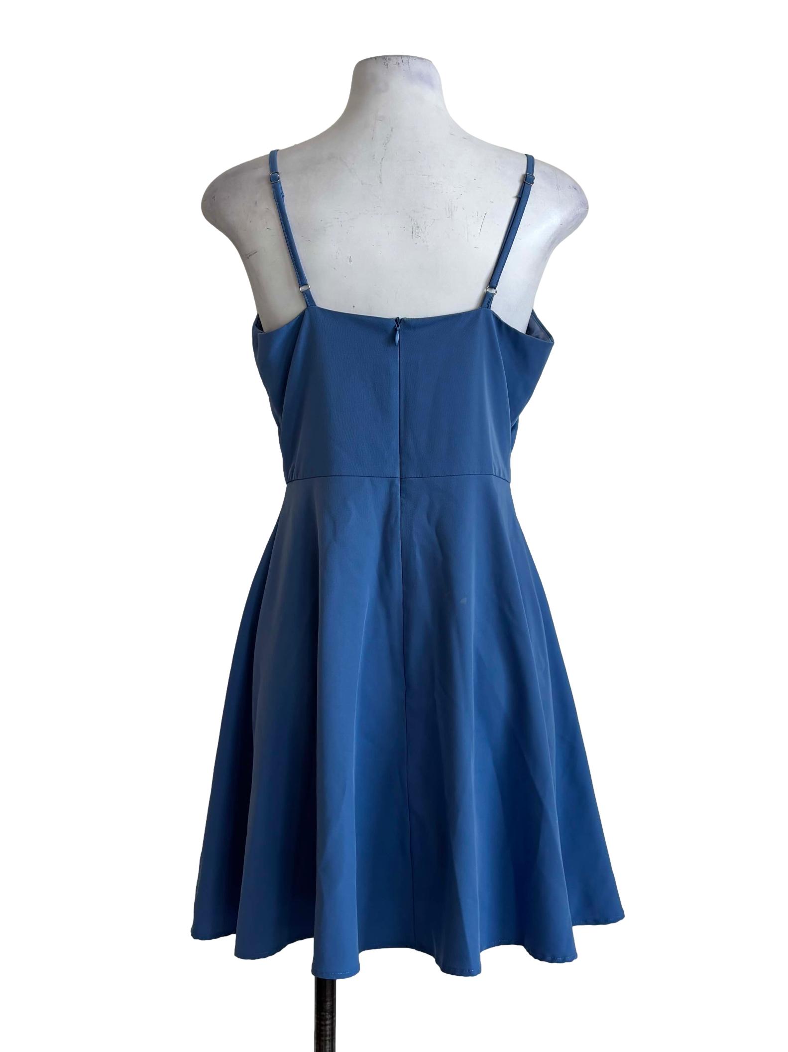 Pacific Blue Front Twist A-Line Dress