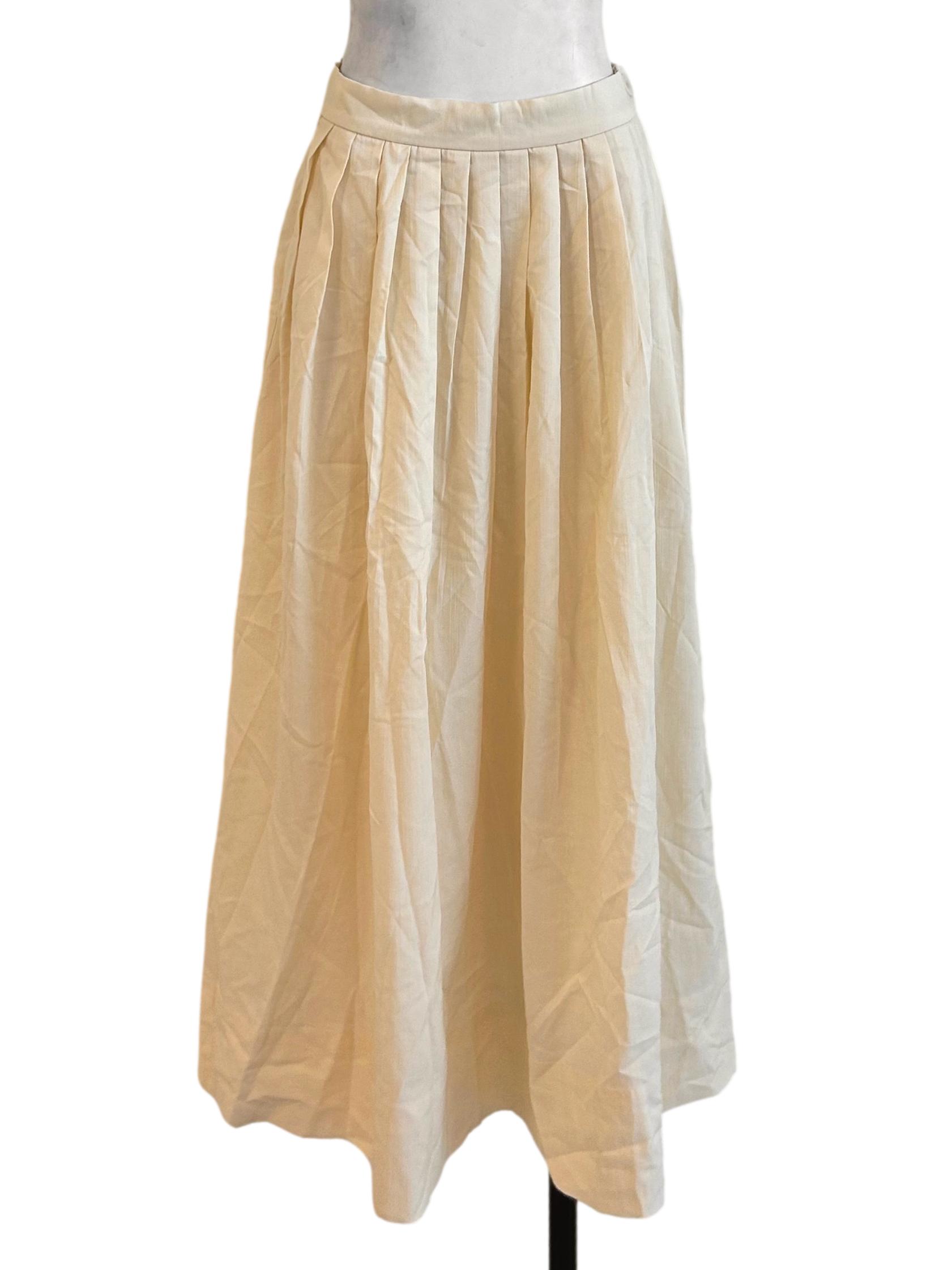 Cream Pleated Maxi Skirt TCL