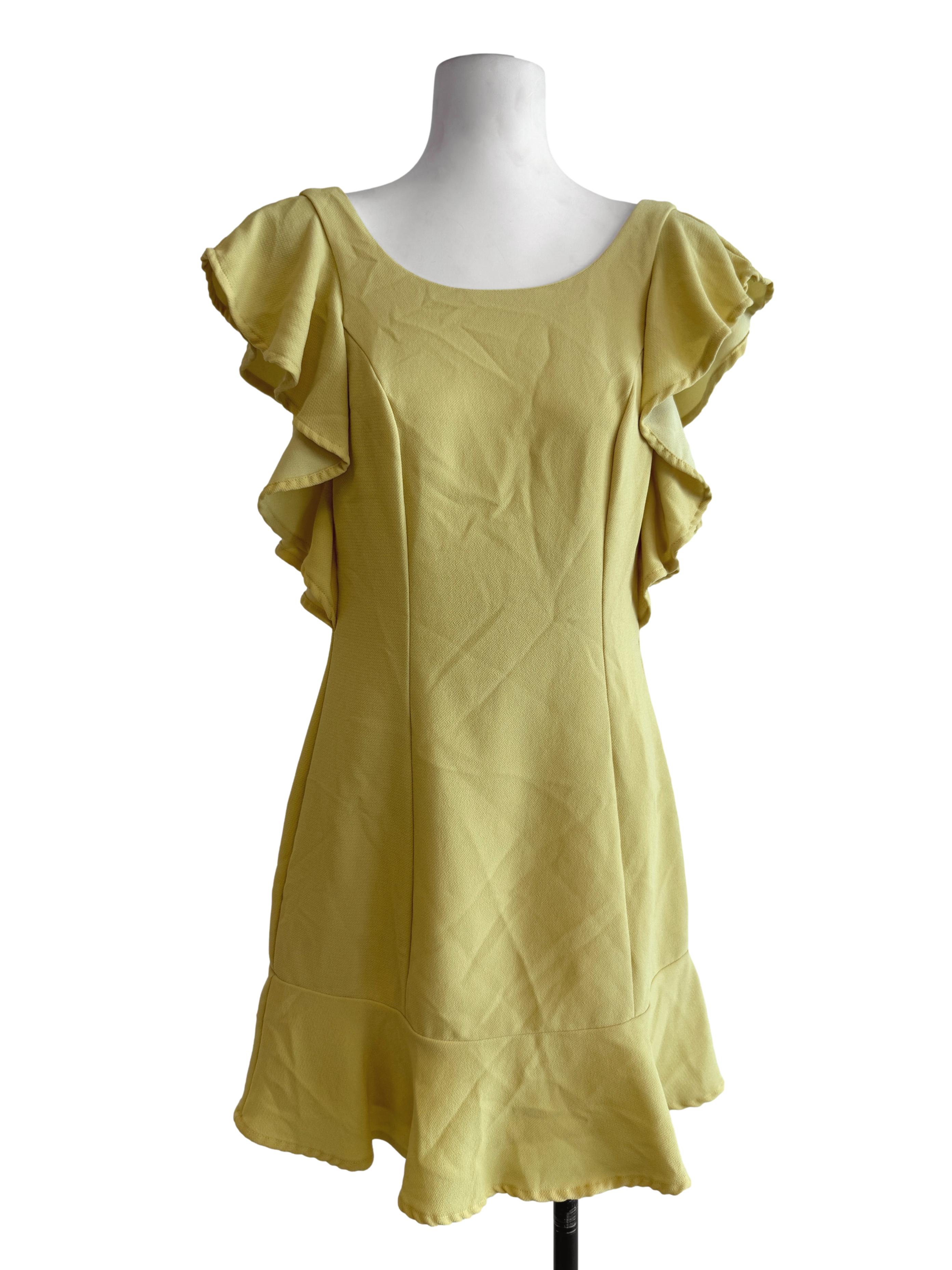 Plain Yellow Down Waist Dress