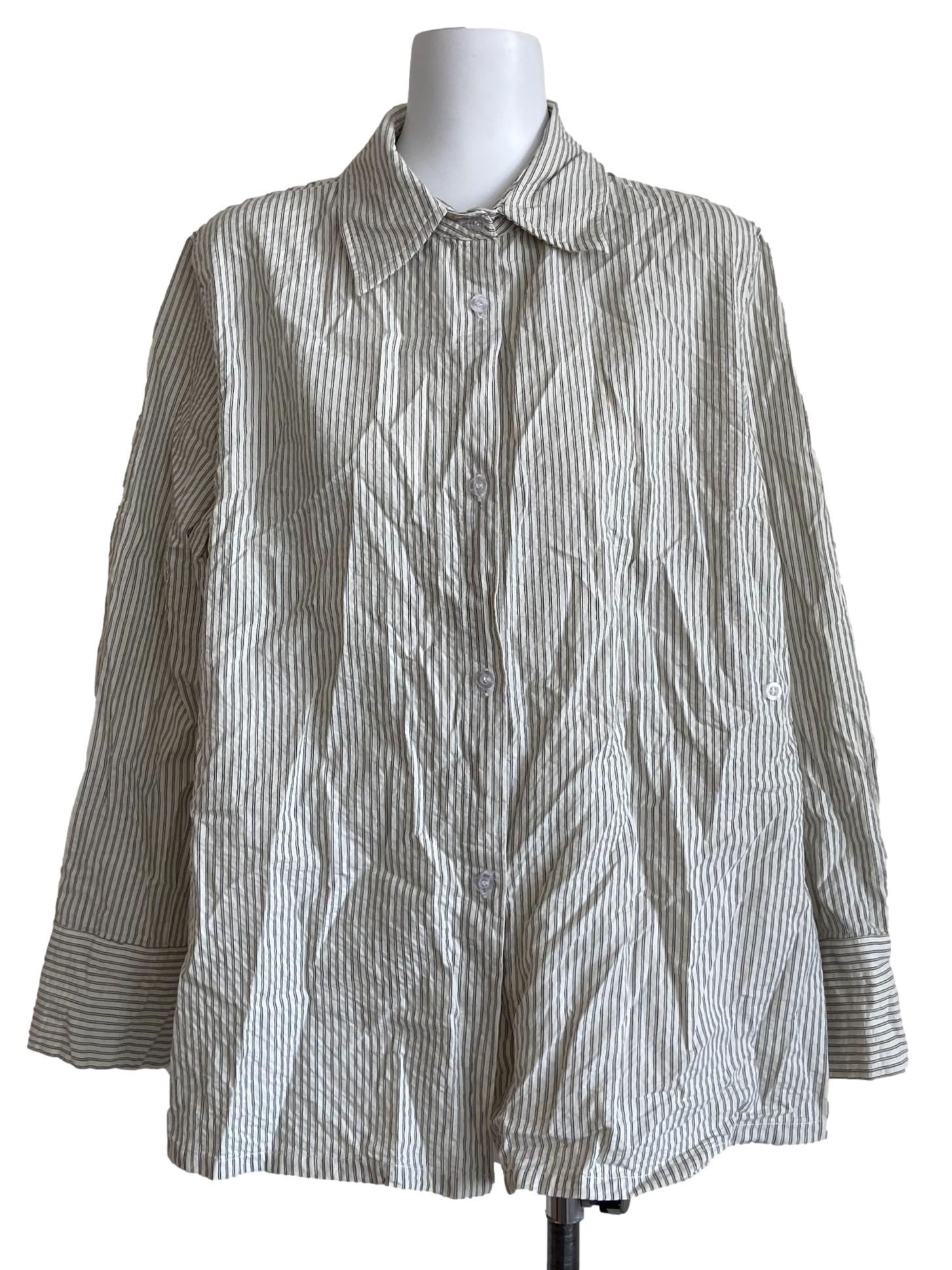 White Stripe Button Down Blouse