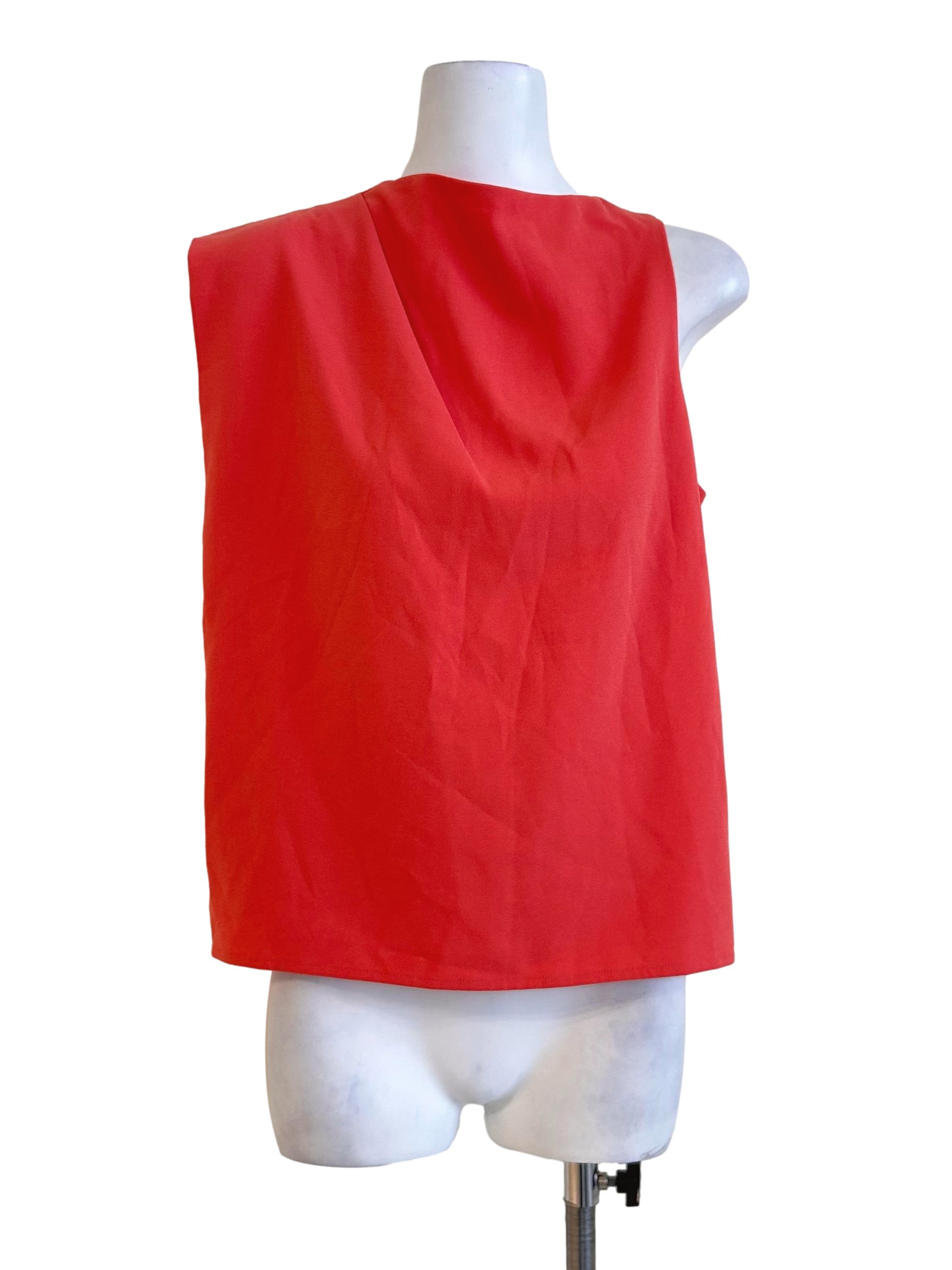 Salmon Pink Asymmetrical Sleeveless Top LB