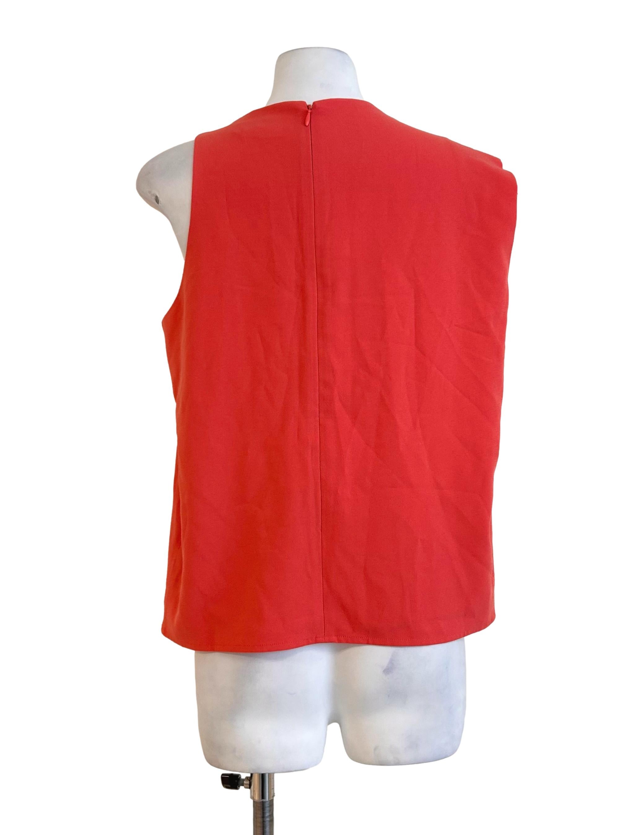 Salmon Pink Asymmetrical Sleeveless Top LB