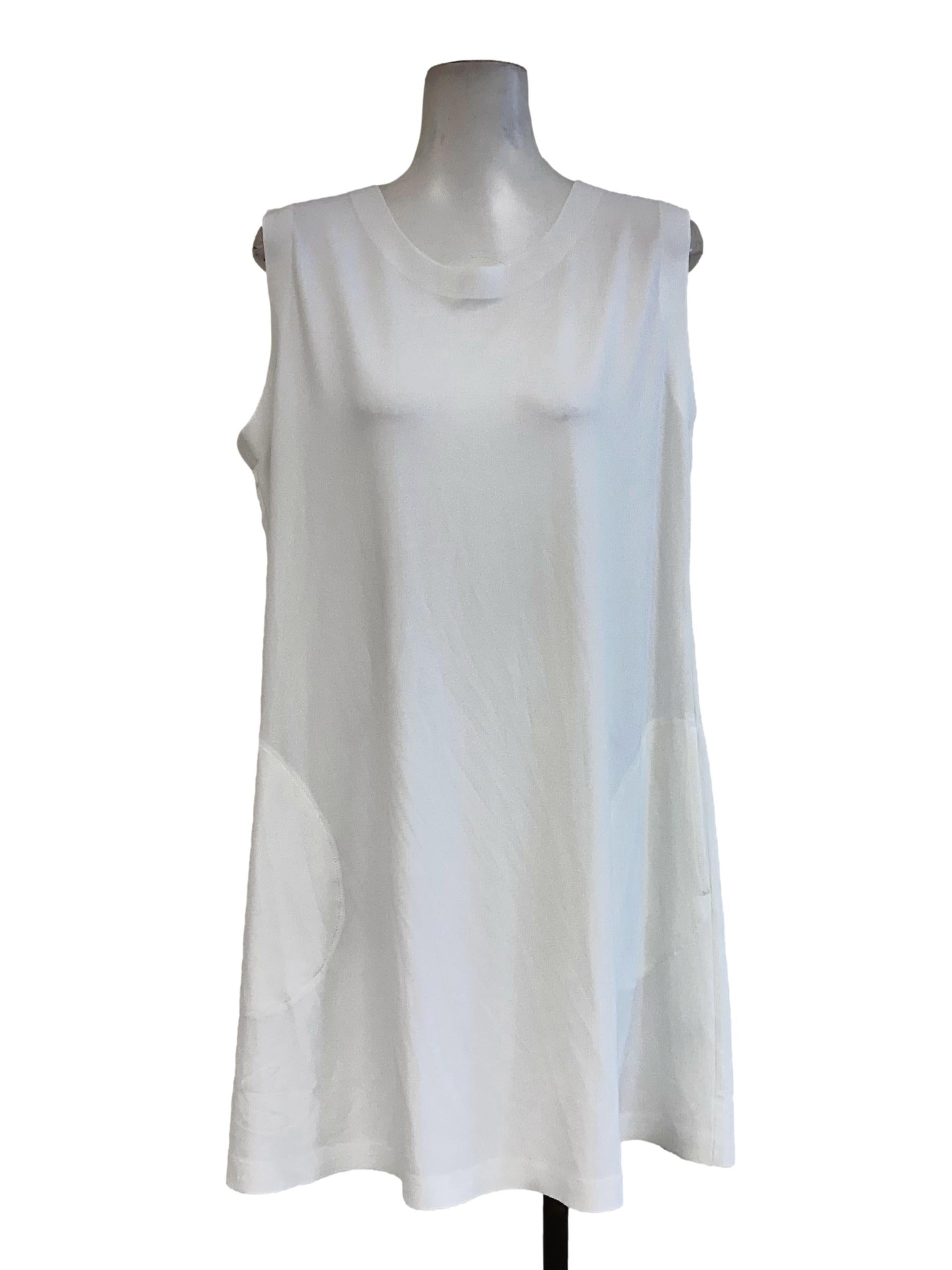 Daisy White Round Neck Sleeveless Dress