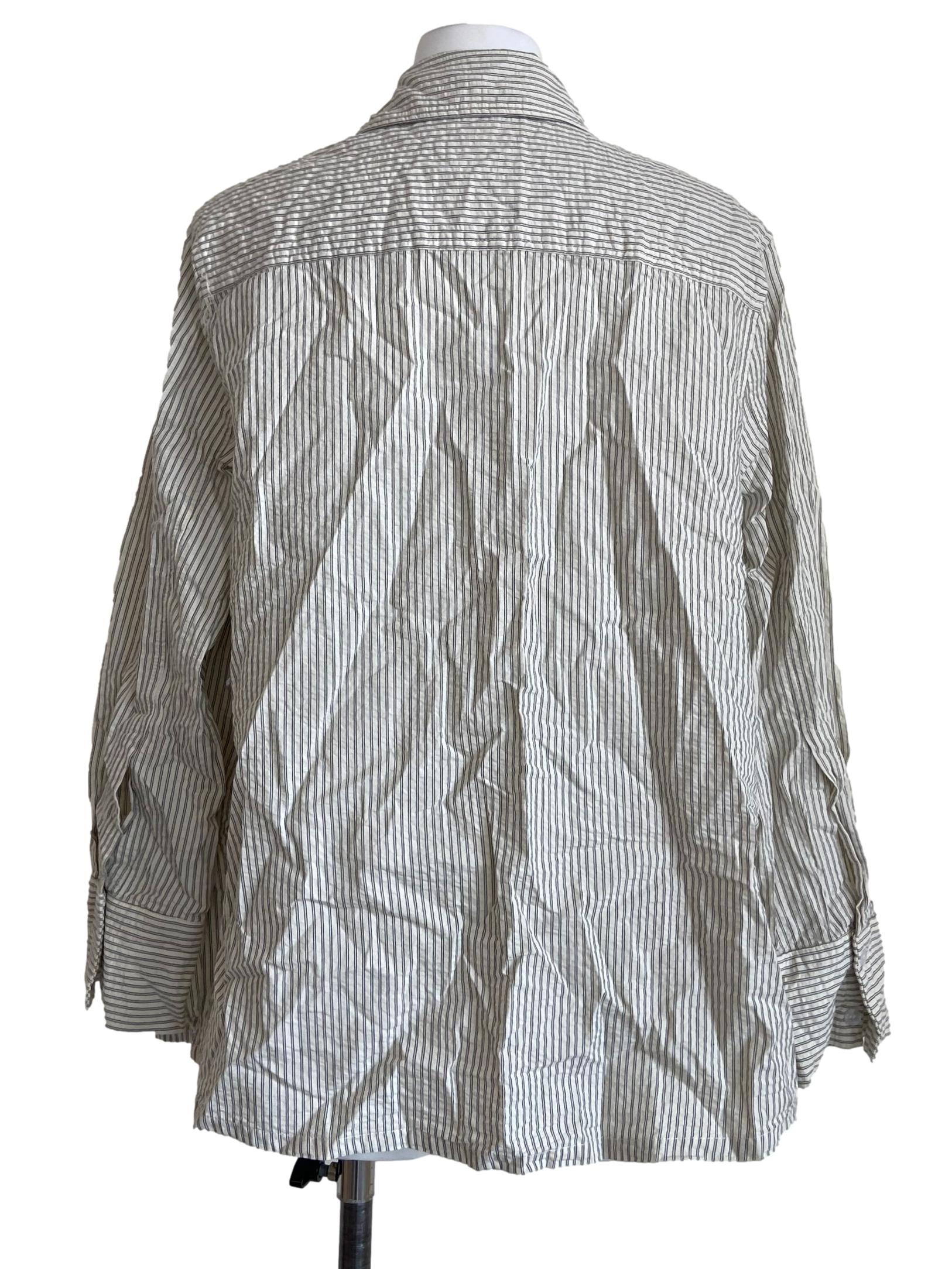 White Stripe Button Down Blouse