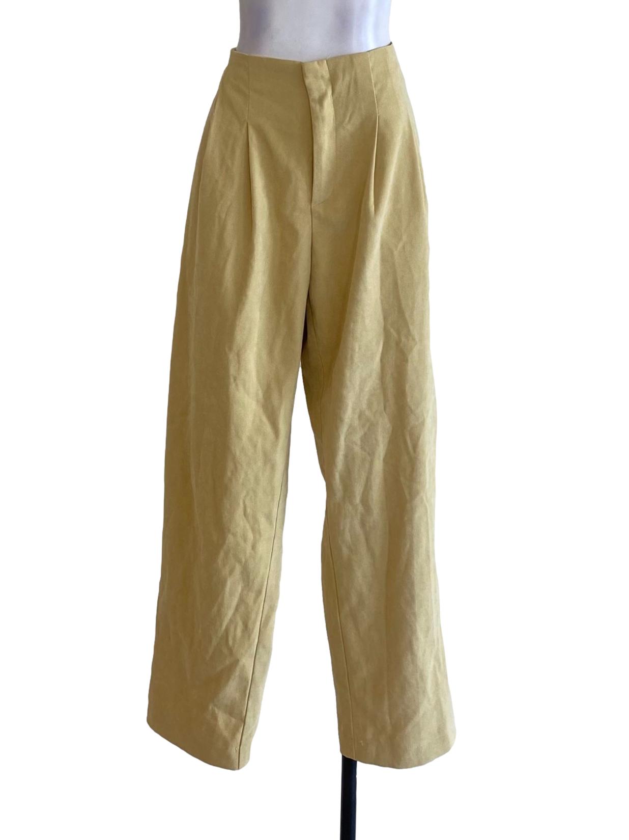 Shortbread Yellow Buttoned Waist Regular Straight Pants