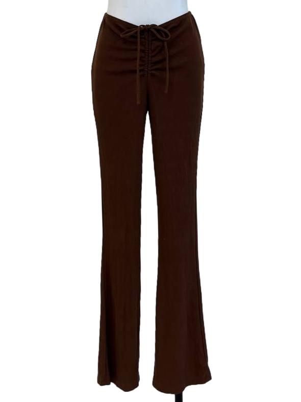 Caramel Pencil Stripe Flared Pants