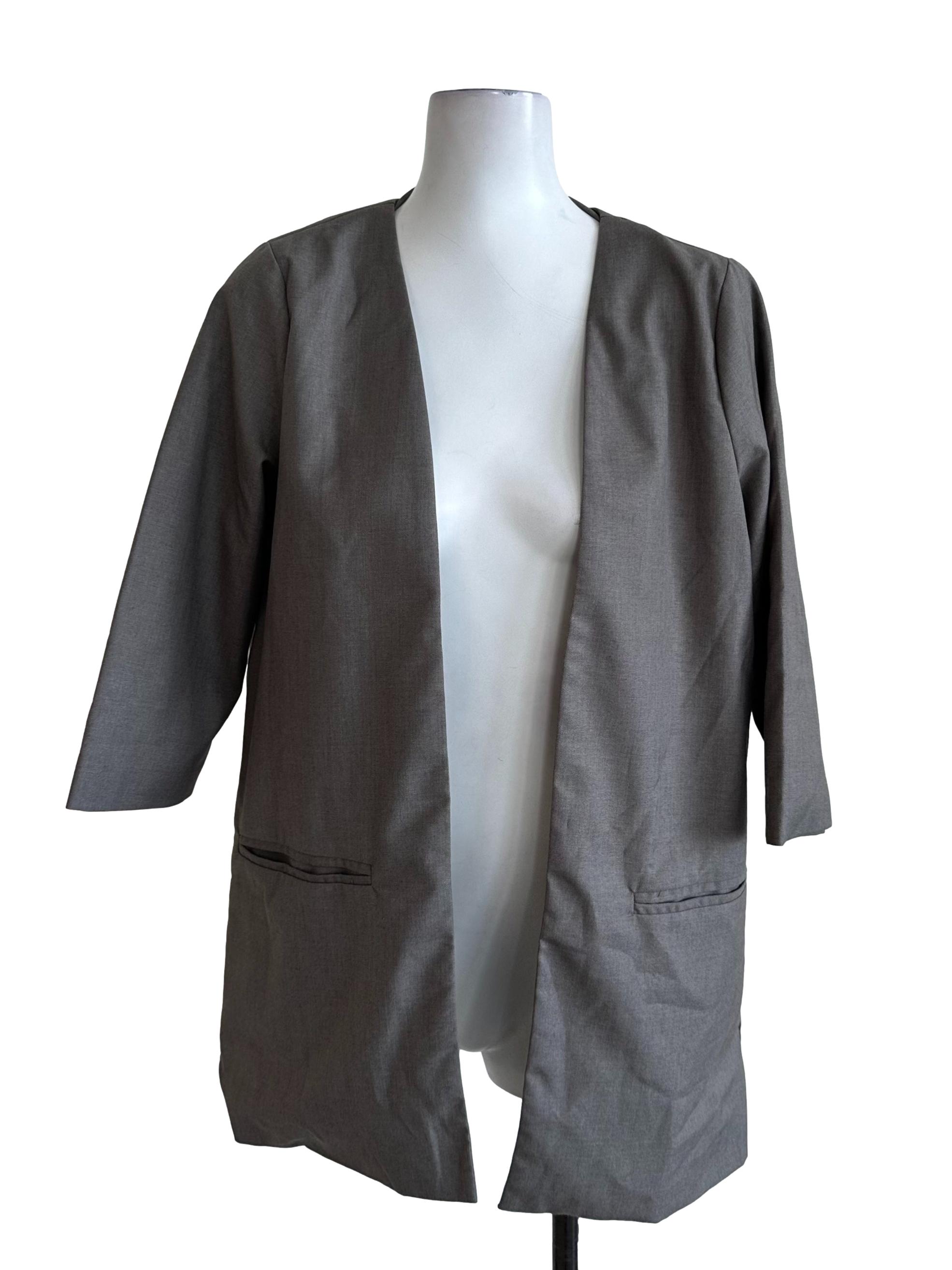 Light Grey Front Open Blazer