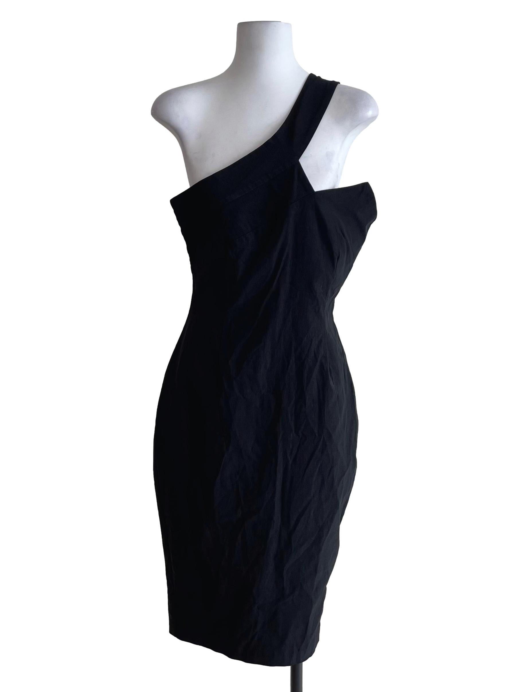 Black Asymmetric Sheath Dress