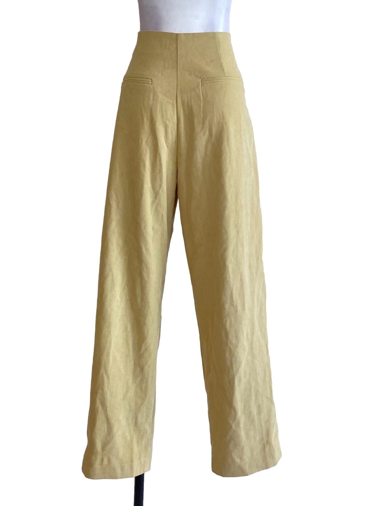 Shortbread Yellow Buttoned Waist Regular Straight Pants