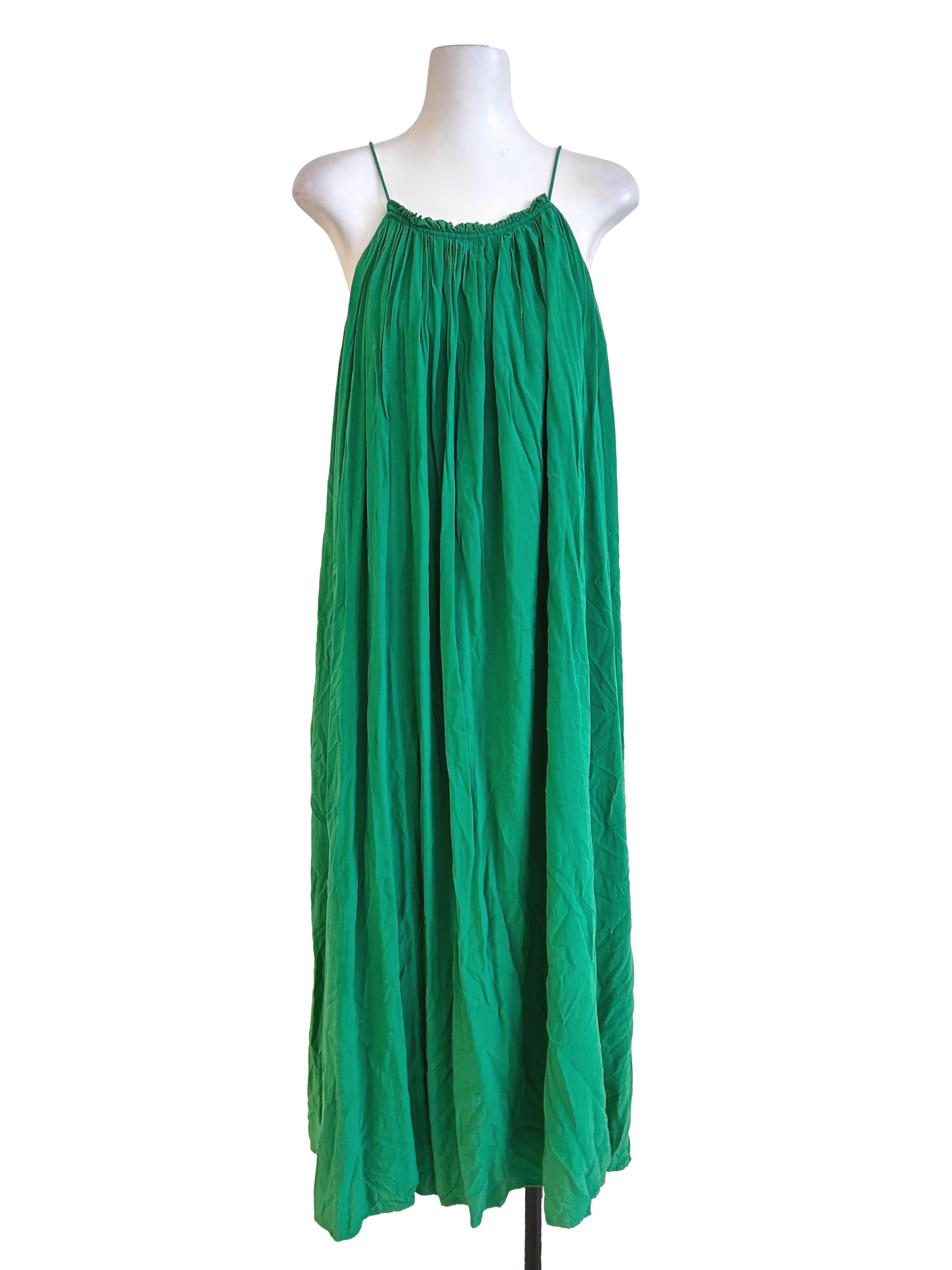 Green  Gathered Halter Dress TCL