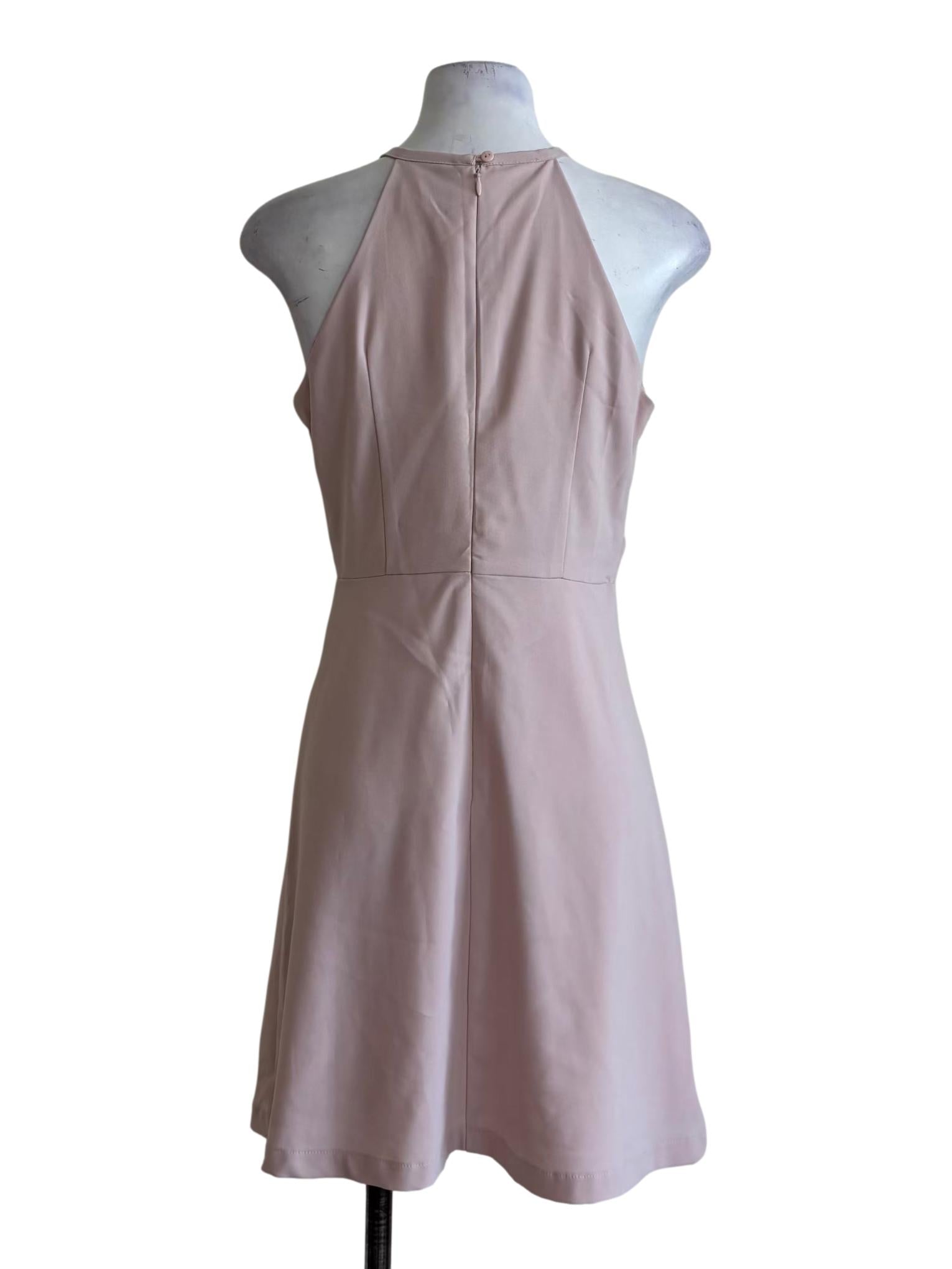 Nude Pink Apron Neck A-Line Dress