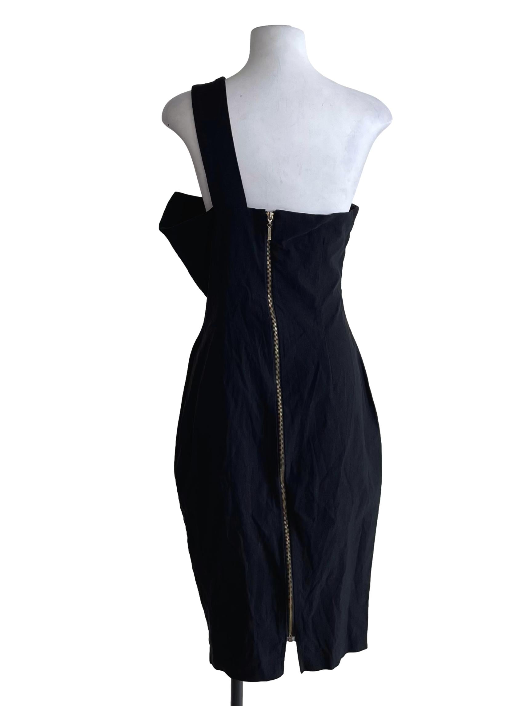 Black Asymmetric Sheath Dress