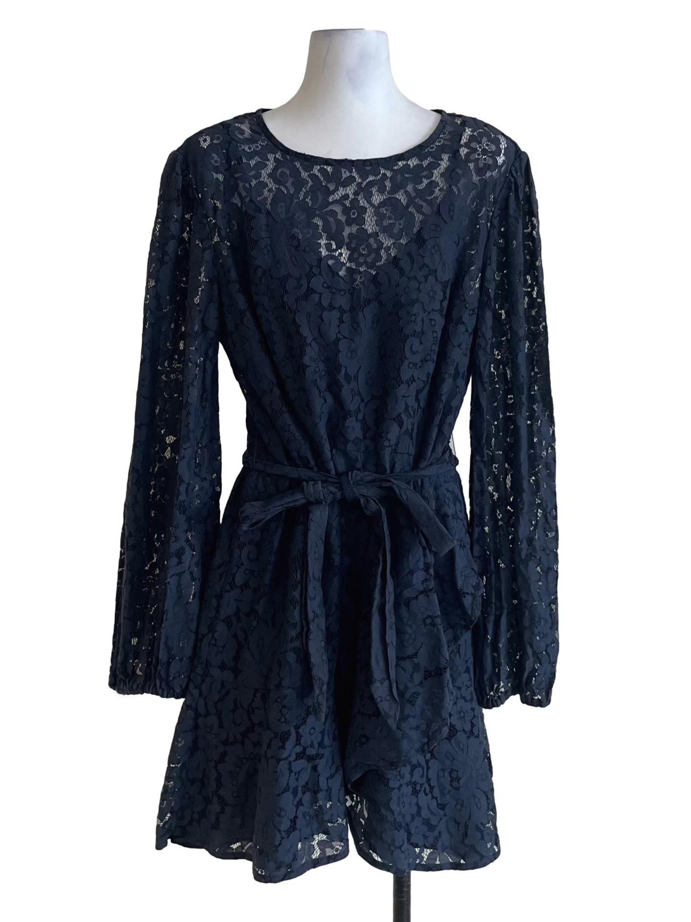 Peacock Blue Lace Empire Dress