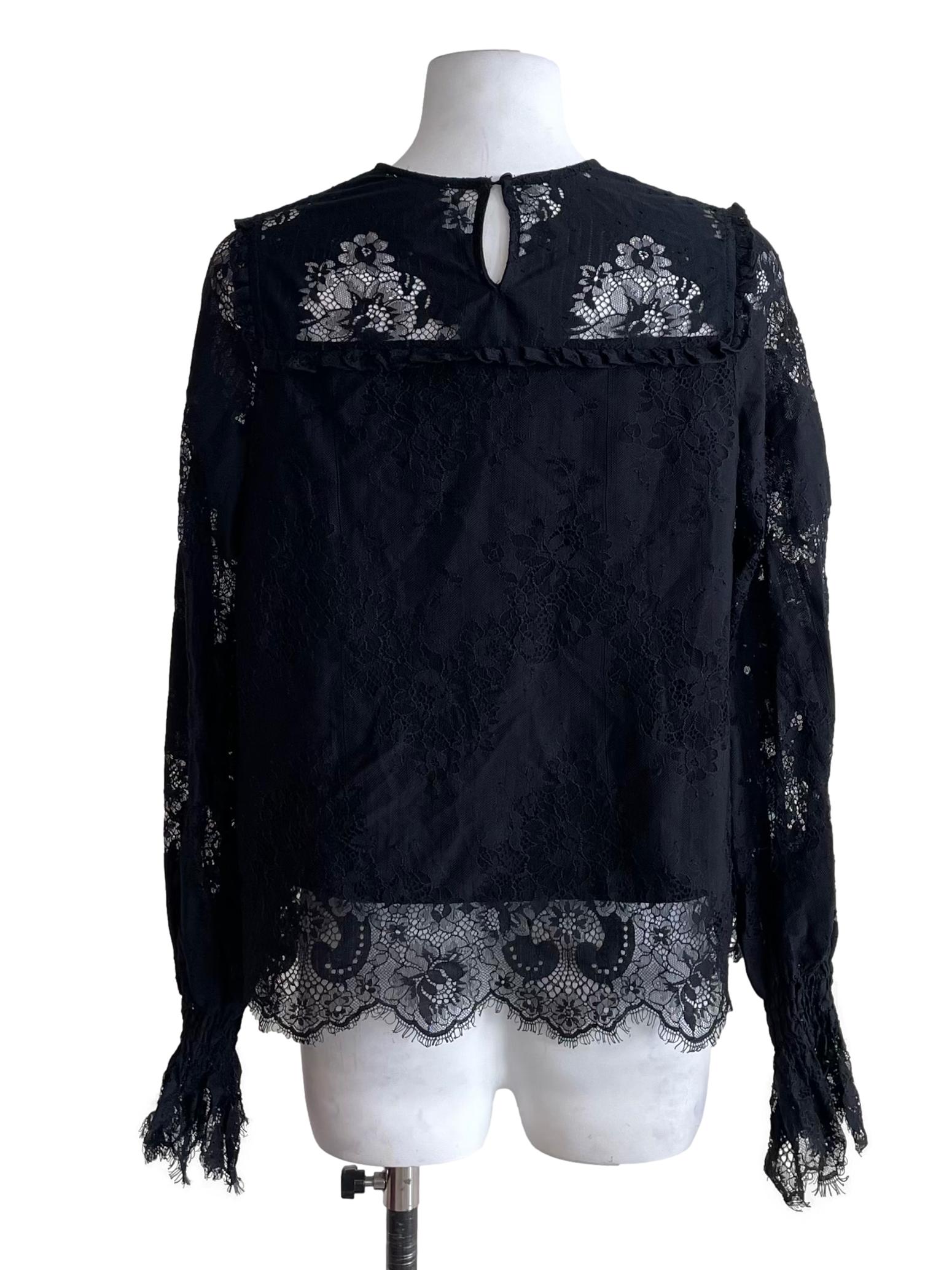 Black Poet Sleeve Lace Top
