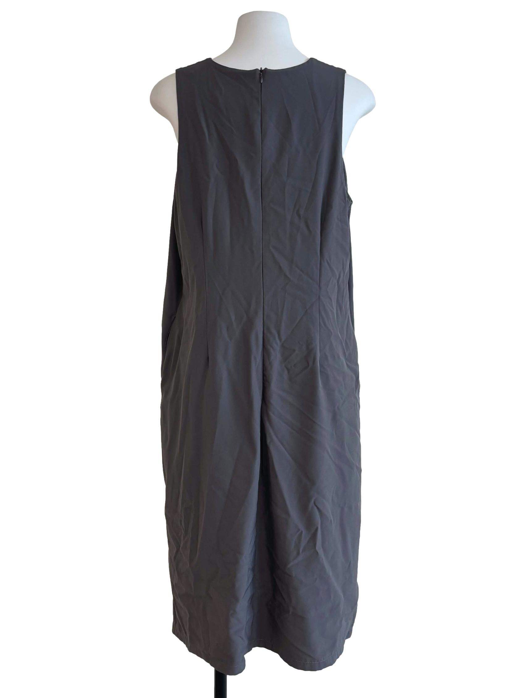 Ash Grey Pleated Shift Dress