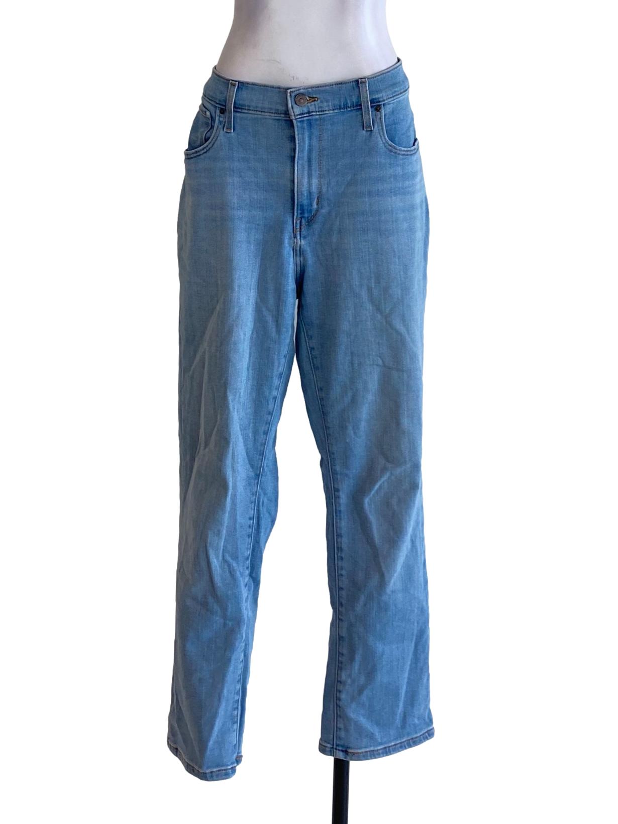 Light Denim Blue High Rise Straight Jeans
