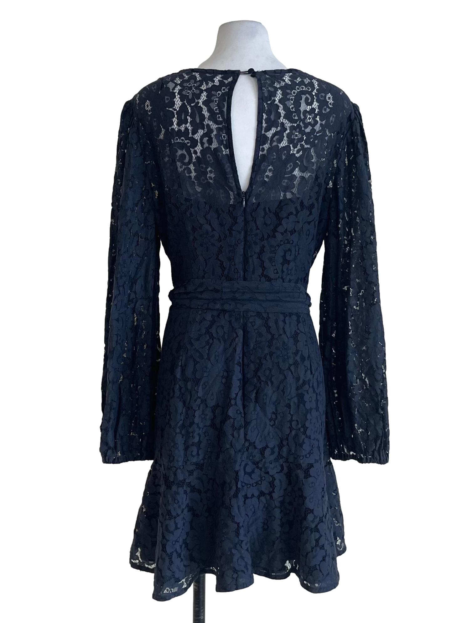 Peacock Blue Lace Empire Dress