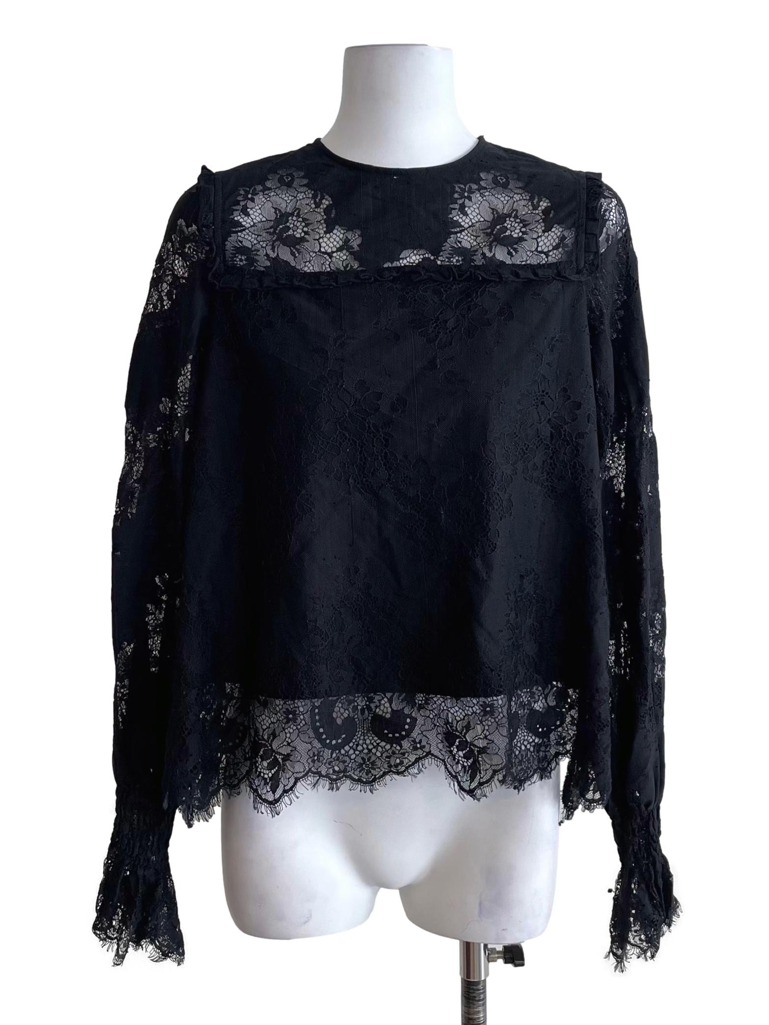 Black Poet Sleeve Lace Top