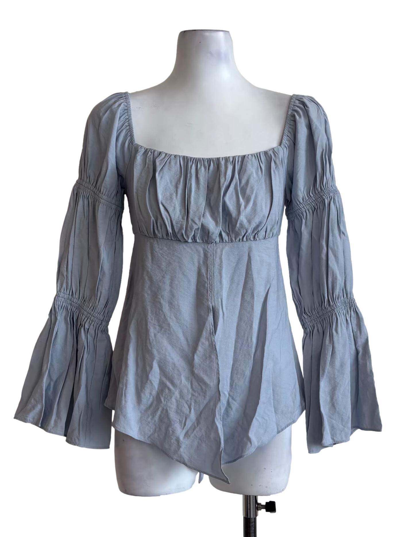 Baby Blue Tiered Sleeve Blouse