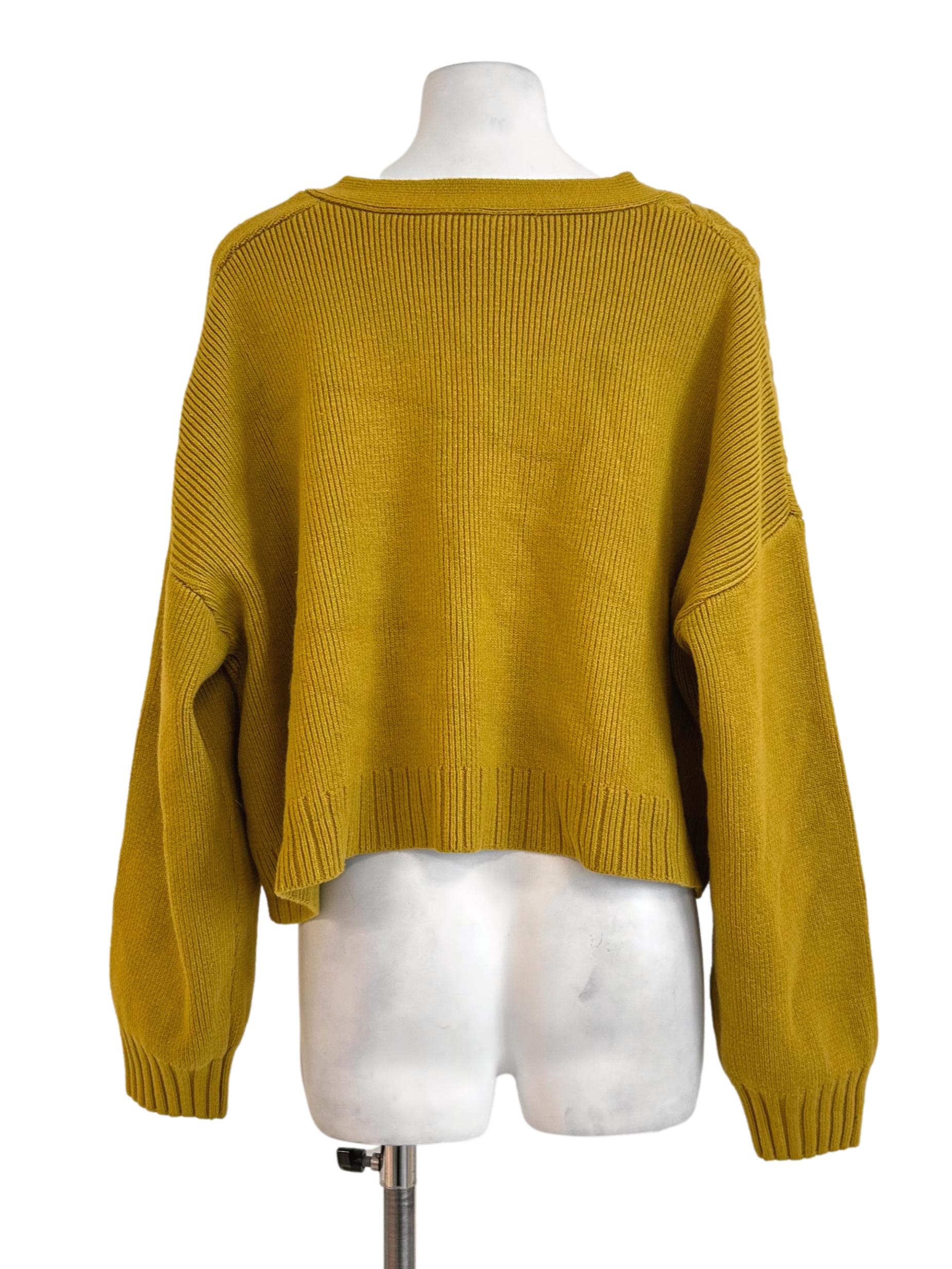 Lime Green Cropped Knit Cardigan LB