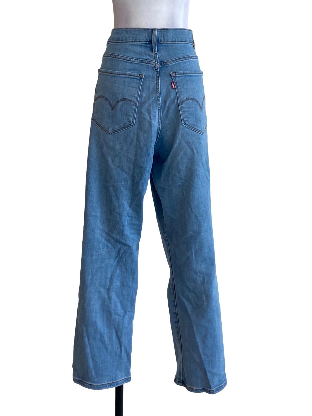 Light Denim Blue High Rise Straight Jeans