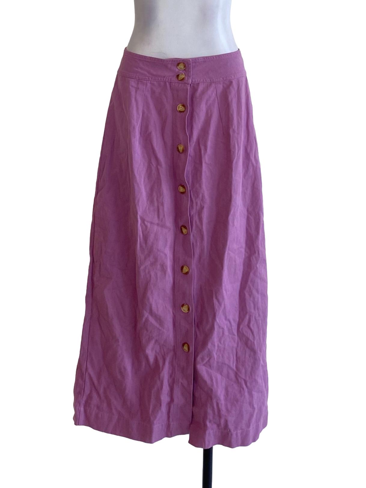 Orchid Purple Buttoned Down Loose Flowy A-Line Skirt