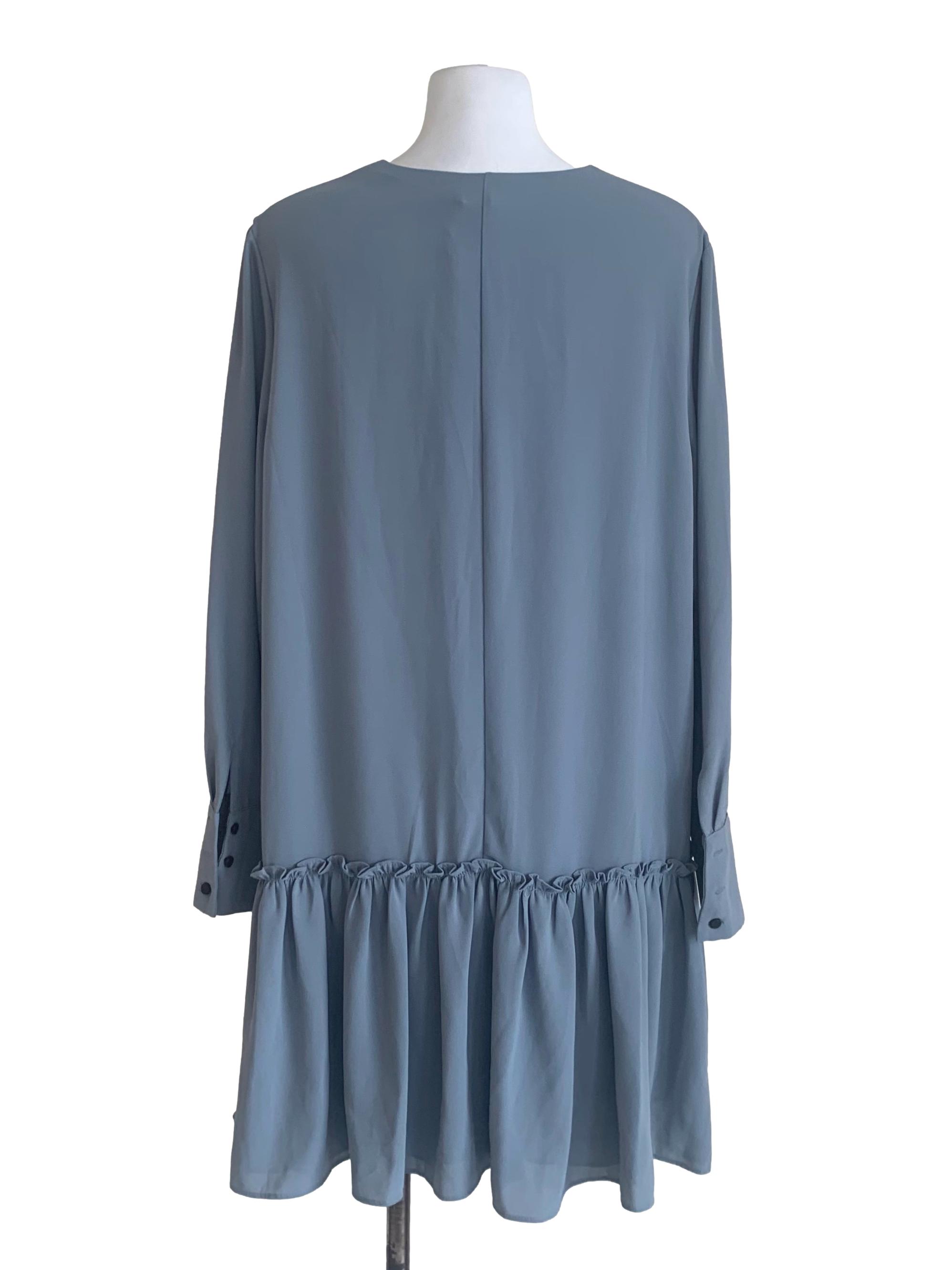 Stone Blue Deep V Neck Dress