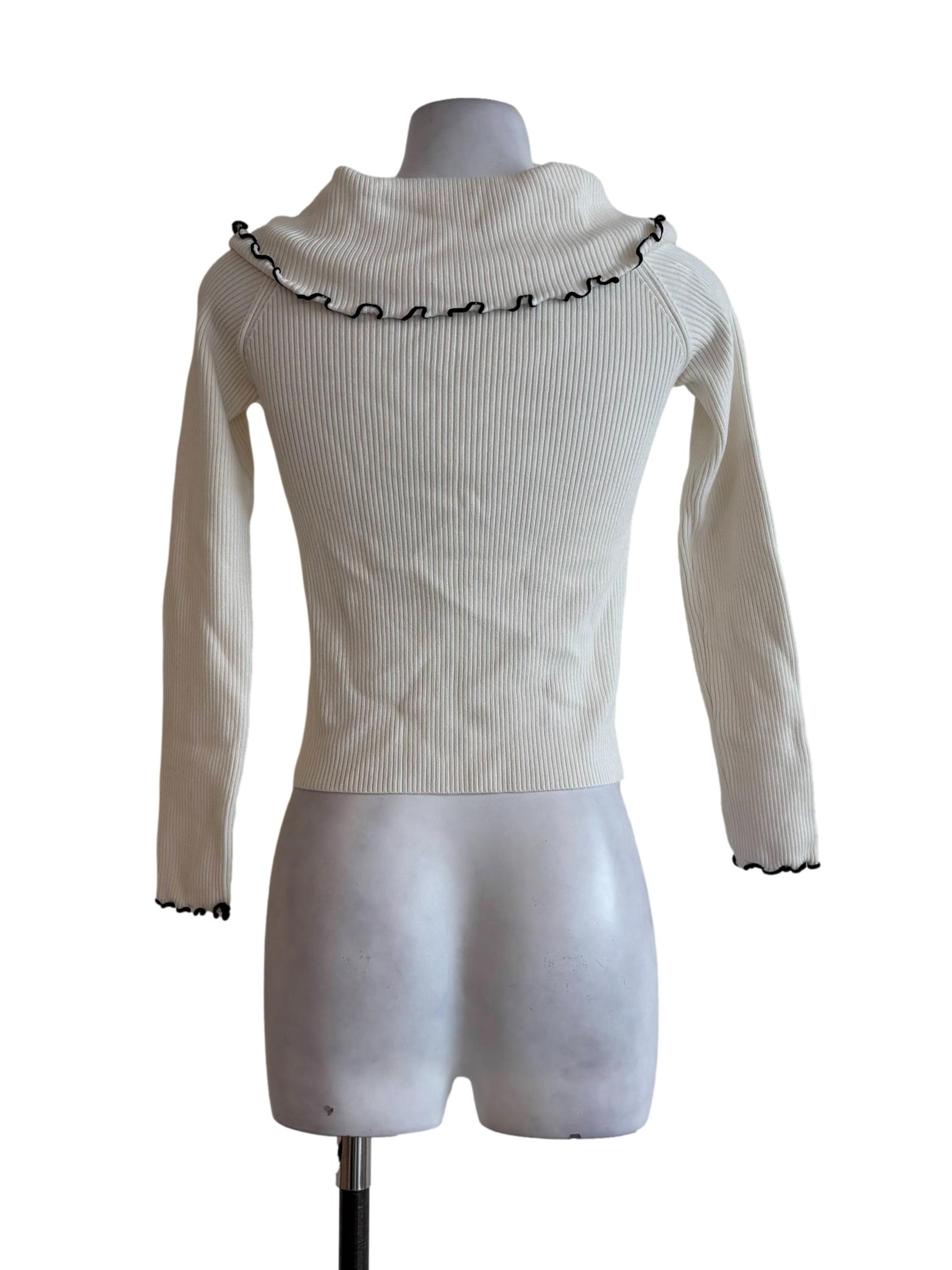 Milk White Ribbed Turtleneck Top
