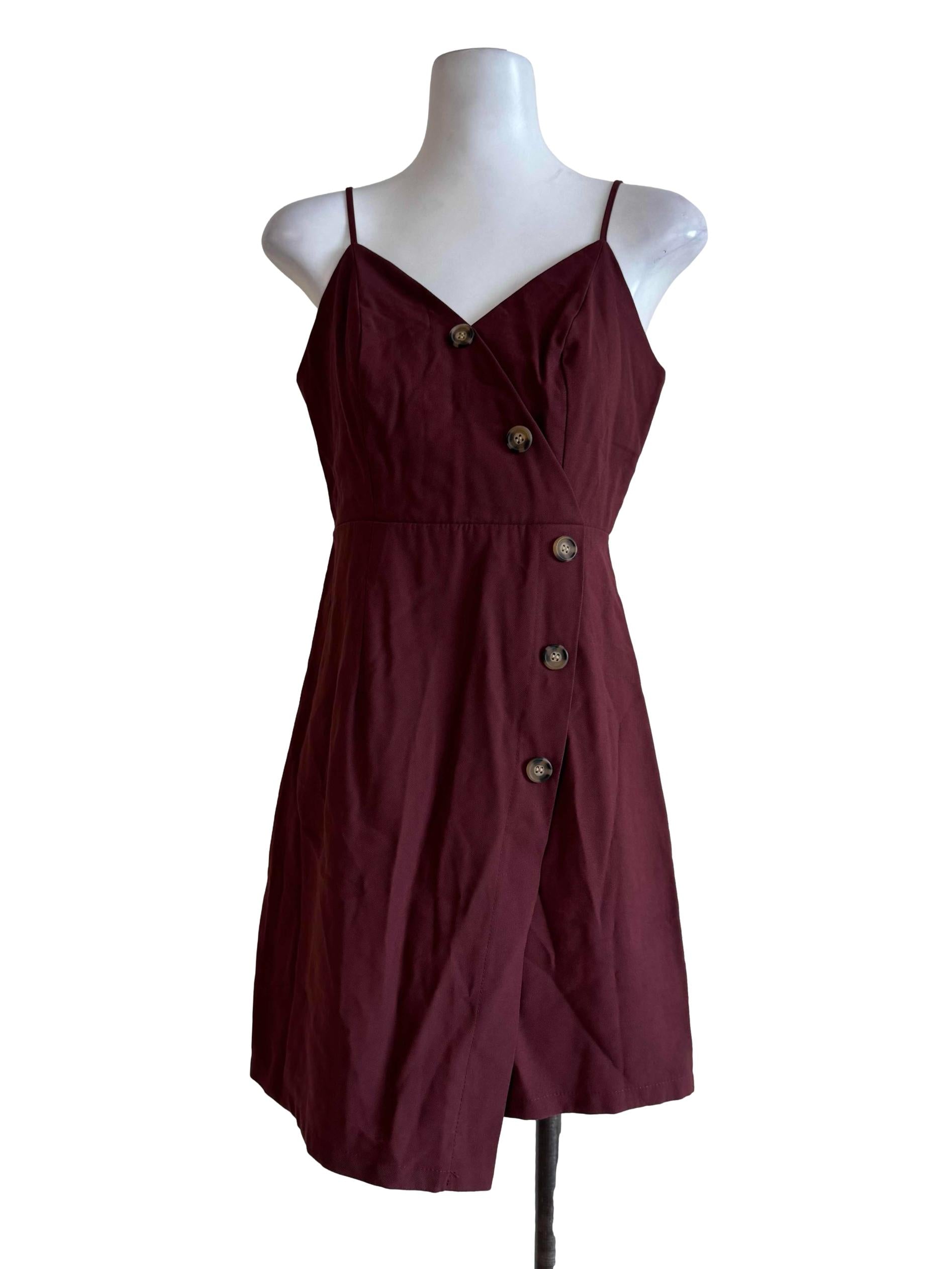 Brick Brown V Neck Dress