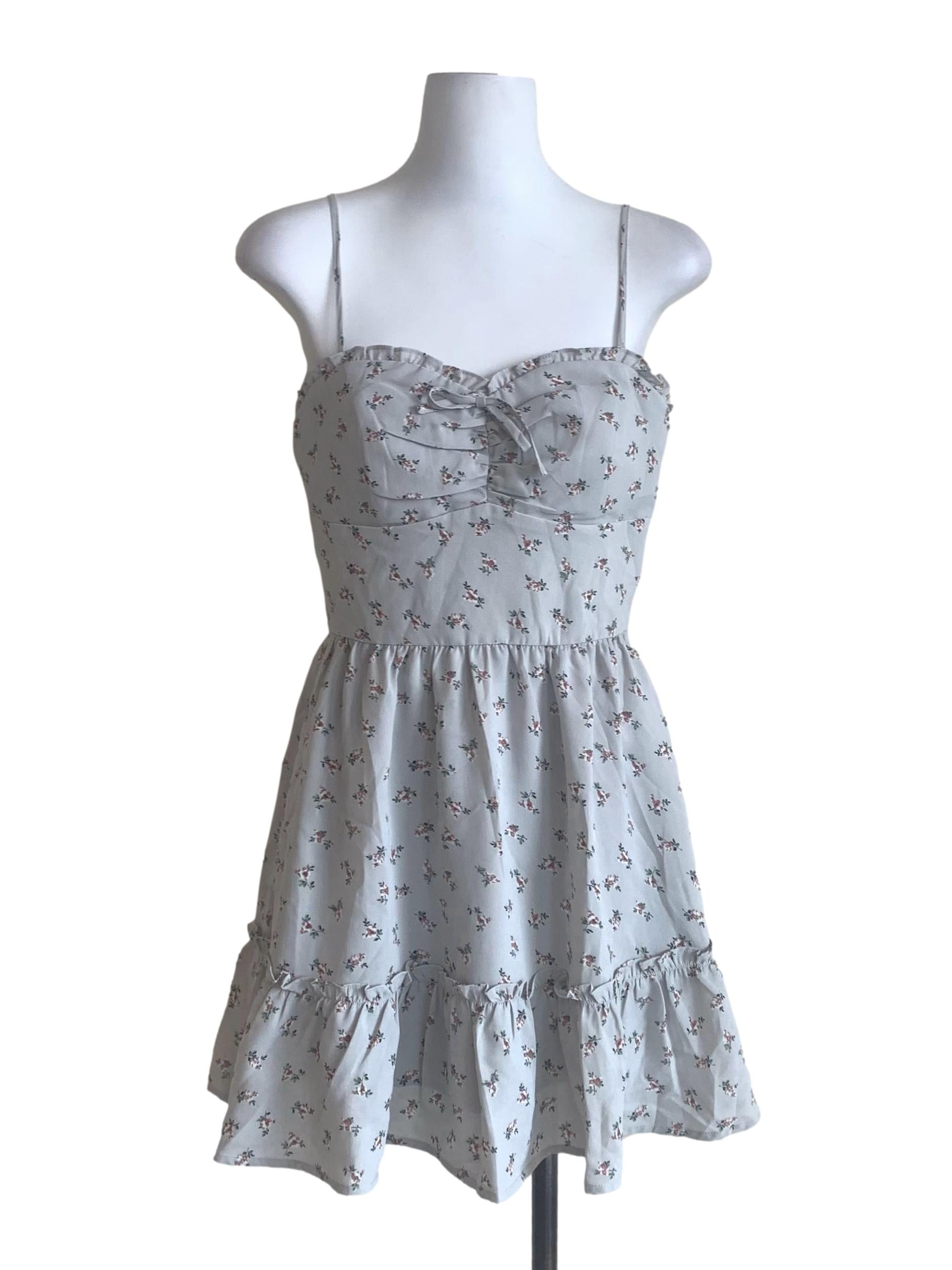 Light Blue Floral Sweetheart Sundress